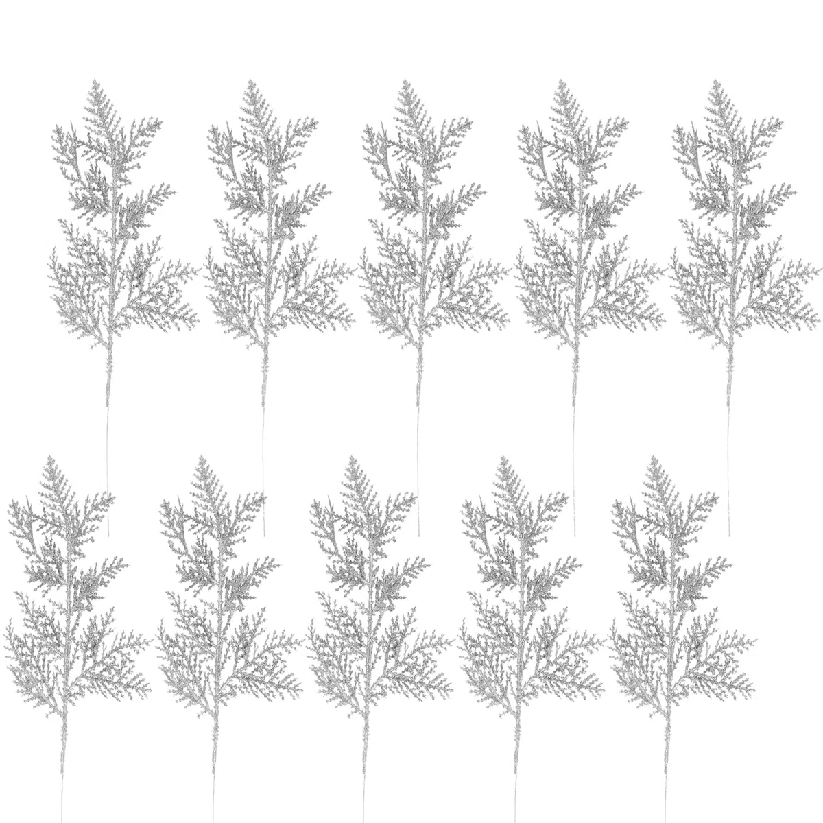 10 Pezzi Piante di Natale Artificiali Foglie di Natale Finte Foglie Decorative Arbusti di plastica per Feste Matrimonio Floreale Decorazione Natalizia di Halloween Argento