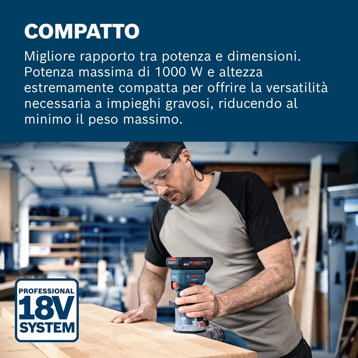 Bosch Professional 18V System Rifilatore a batteria GKF 18V-8 (incl. guida parallela, 2 adattatori aspiratore rifilatura, protez. trucioli, pinza 8 mm, chiave, L-BOXX, senza batteria/caricabatteria)