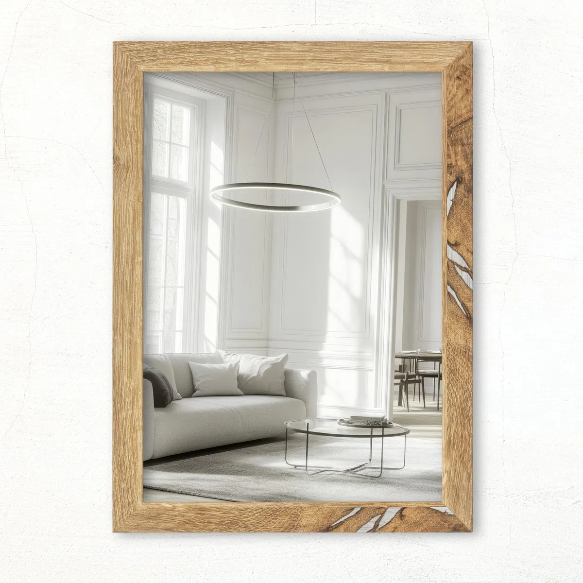 CLAMARO Specchio da parete "VISION" 75x140 cm, specchio a figura intera | Legno di quercia invecchiato | Specchio moderno angolare con cornice in MDF, incl. supporto in metallo e materiale di