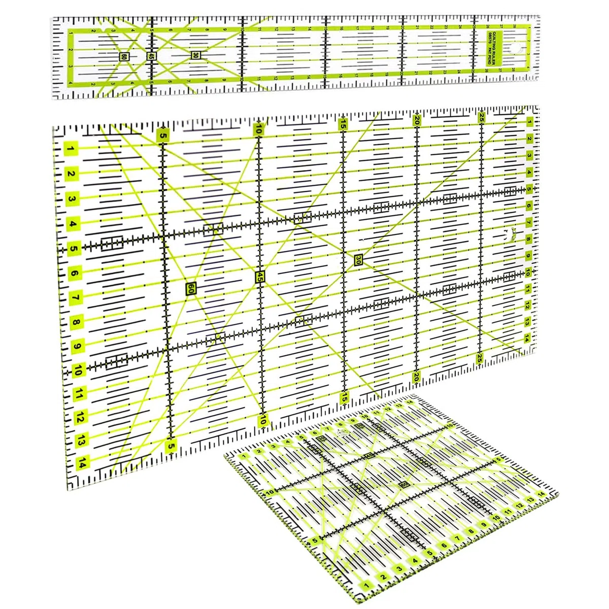 Set di 3 righelli da taglio fai da te, righello per trapuntatura, in plastica, accessori per cucito in acrilico, set di righelli trasparenti per trapuntatura, artigianato fai da te in