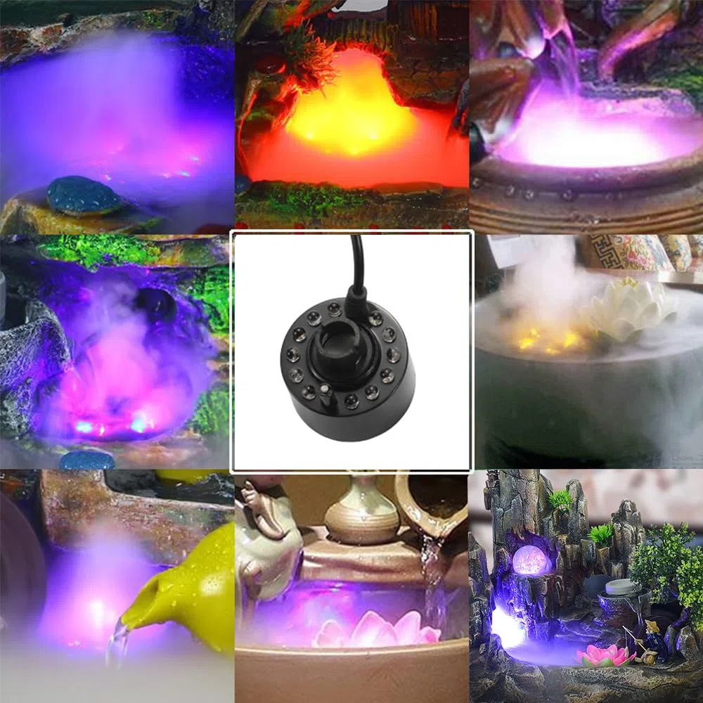 Nebulizzatore a ultrasuoni, mini macchina per nebbia con 12 luci LED, 24 V, generatore di lettiera per acquario, atomizzatore atmosfera, decorazione per Halloween Pumpkin, Witch Pot, Fountain
