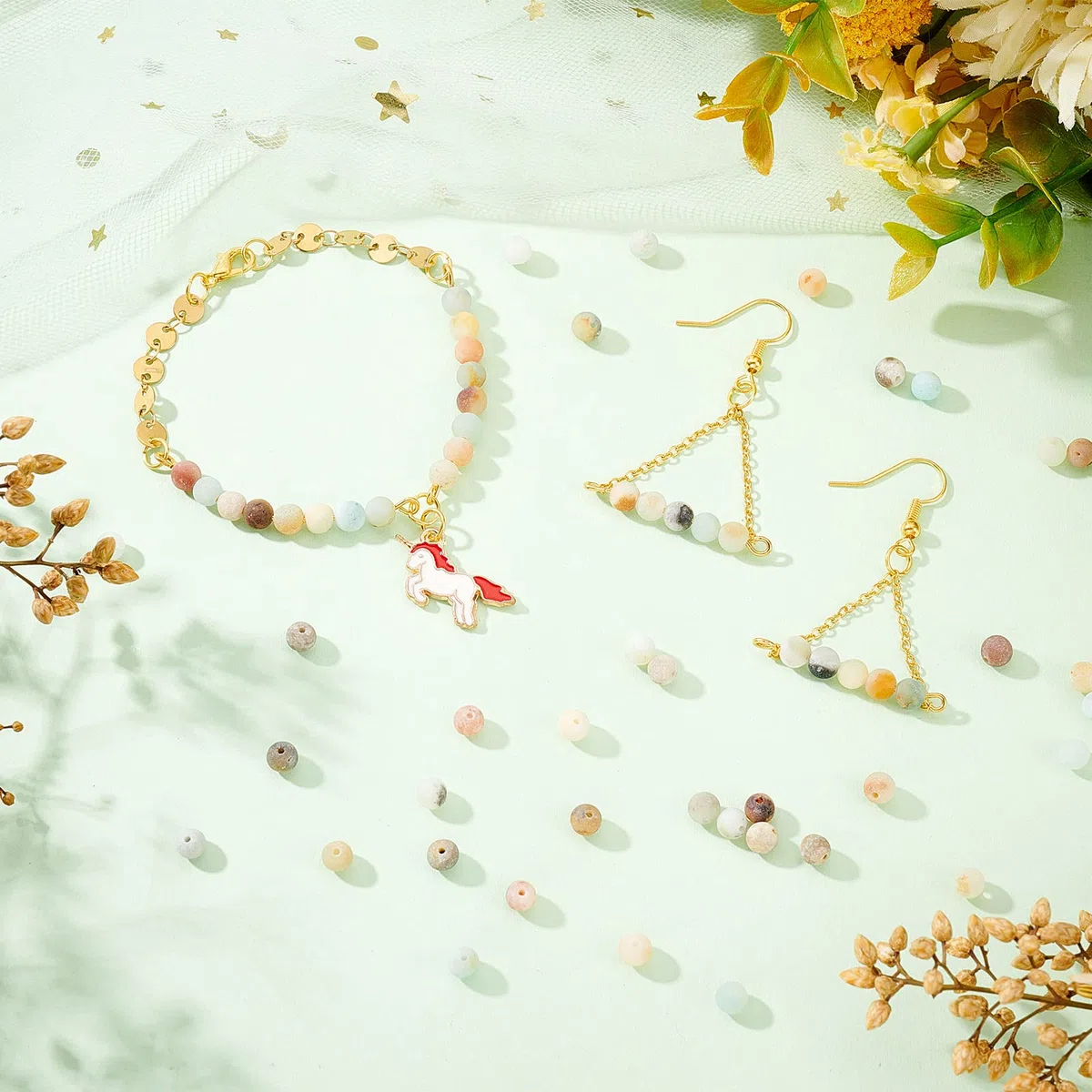 NBEADS 450pz Perline Naturali, 4mm Perline In Amazzonite Naturale, Smerigliati Tondi per Realizzare Ciondoli