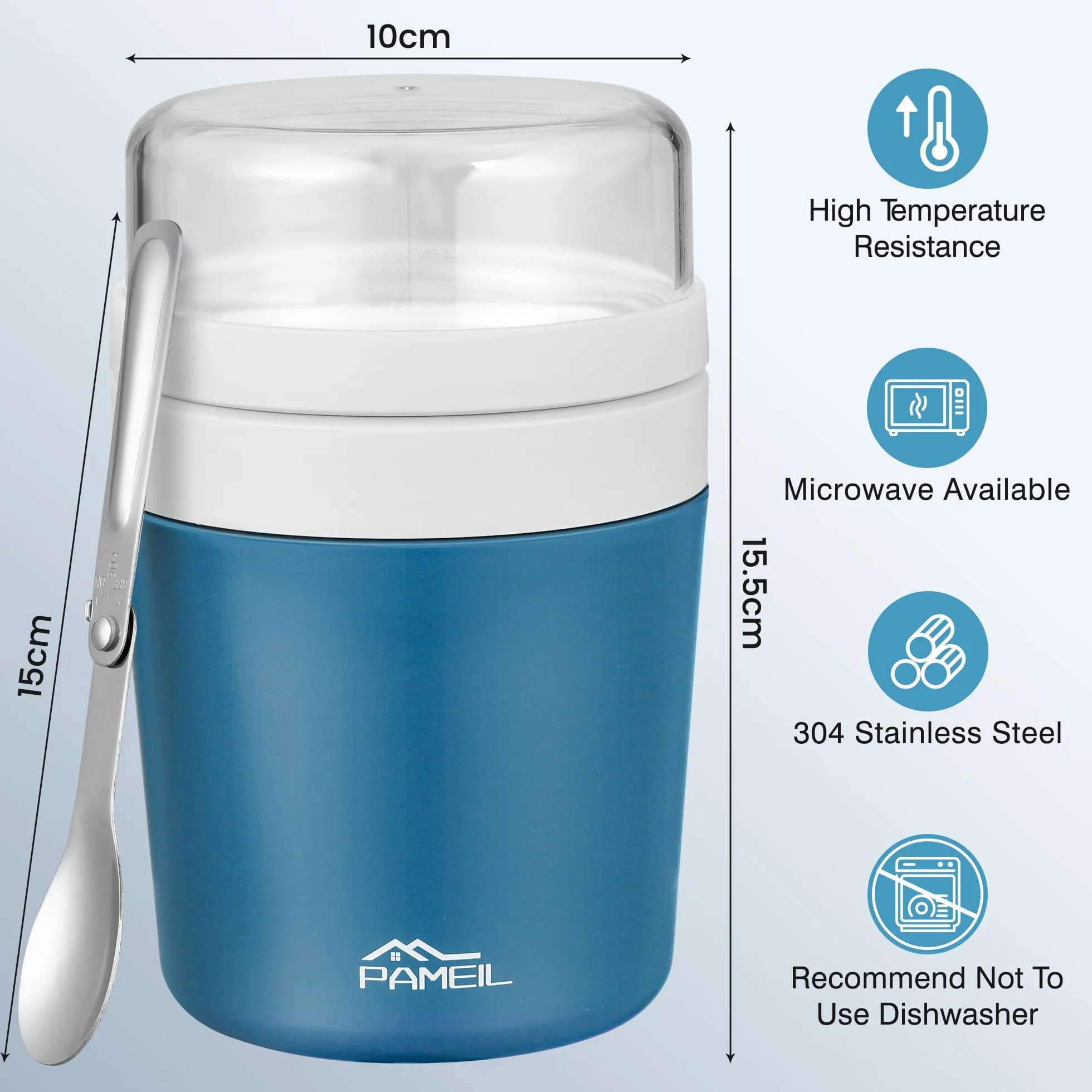 Tazza per cereali,tazza per yogurt portatile a prova di perdite con parete interna isolata in acciaio inossidabile da 500ml+200 ml,tazza per cereali da portare con sé con cucchiaio adatta per lavoro