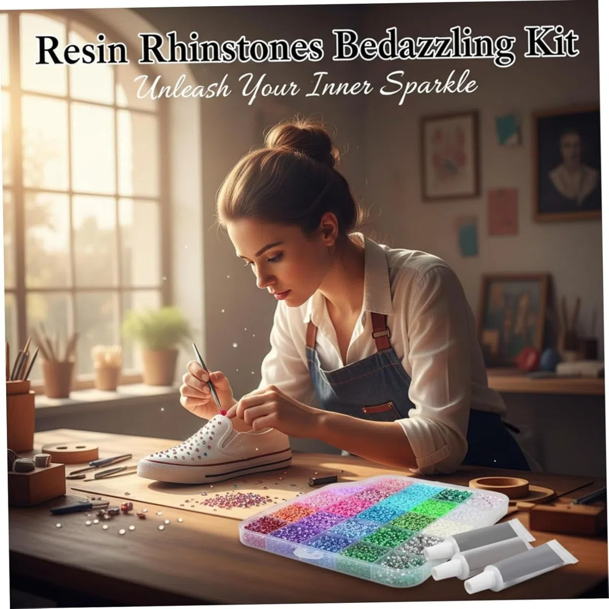32000Pcs Resina Strass Bedazzling Kit con 3x10ml Colla 0.3cm 40 Colori Artigianato