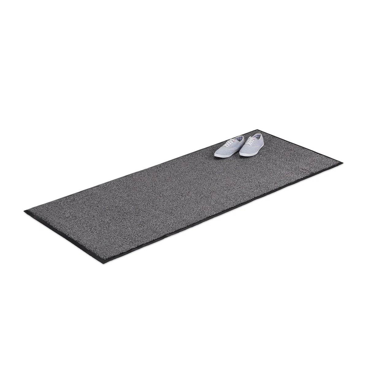 Relaxdays 10021902_761 Zerbino Asciugapassi, Tappeto da Ingresso, per Interni, Grande, Sottile, Nero-Grigio, 80x200 cm