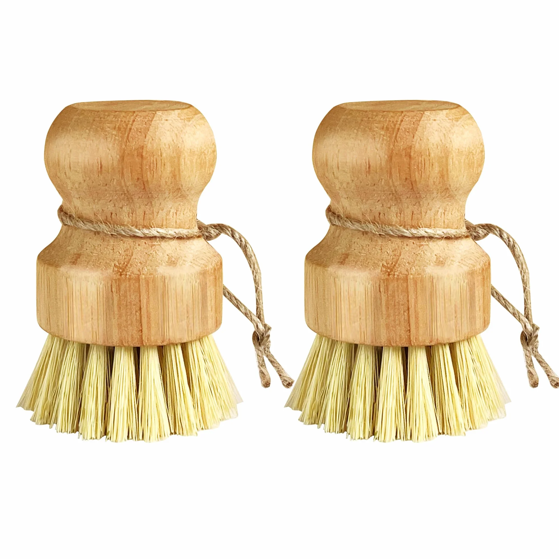 2 Pezzi Spazzola per Funghi in Legno, Spazzola da Cucina con Cordino, Spazzola per Pulizia for Dish Pans Kitchen Sink Cleaning