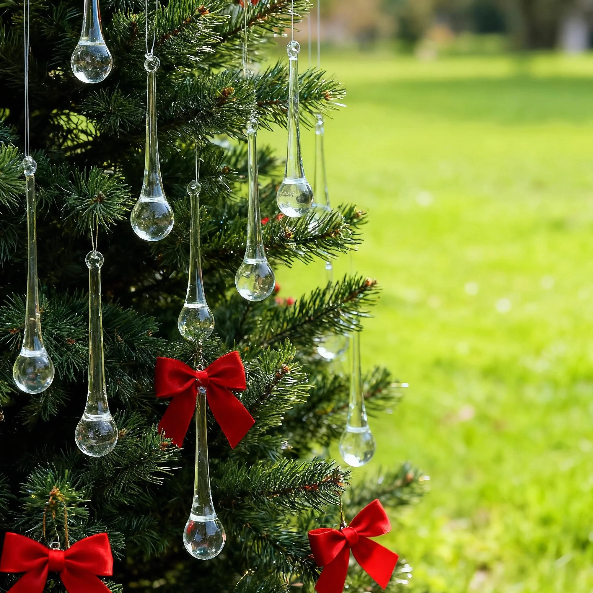 DAHI 12 Pezzi Set di decorazioni per albero di Natale, ghiaccioli in vetro, da appendere, Gocce di ghiaccio, palline di Natale in vetro (10x2cm).