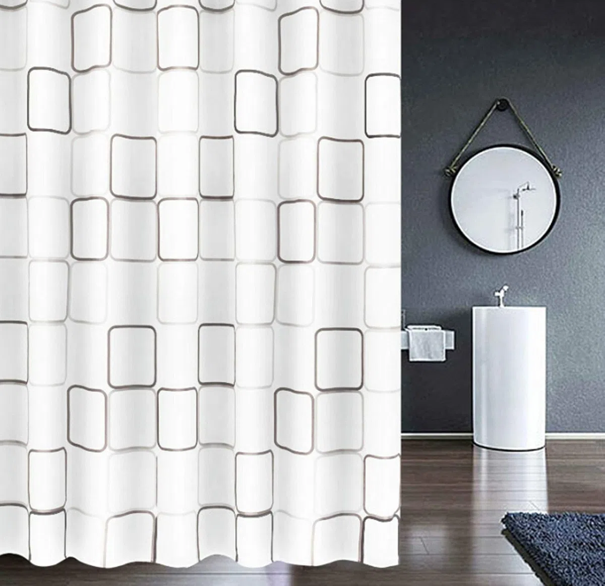 Gualiy Tende Doccia Poliestere, Minimalista Reticolo Tende Doccia Antimuffa Bianco Tende Doccia per Vasca 220x200cm