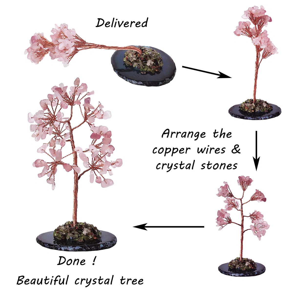 MINA HEAL Albero d'argento di cristallo per la guarigione dei Chakra Feng Shui Fortune Buona Fortuna Ricchezza e prosperità