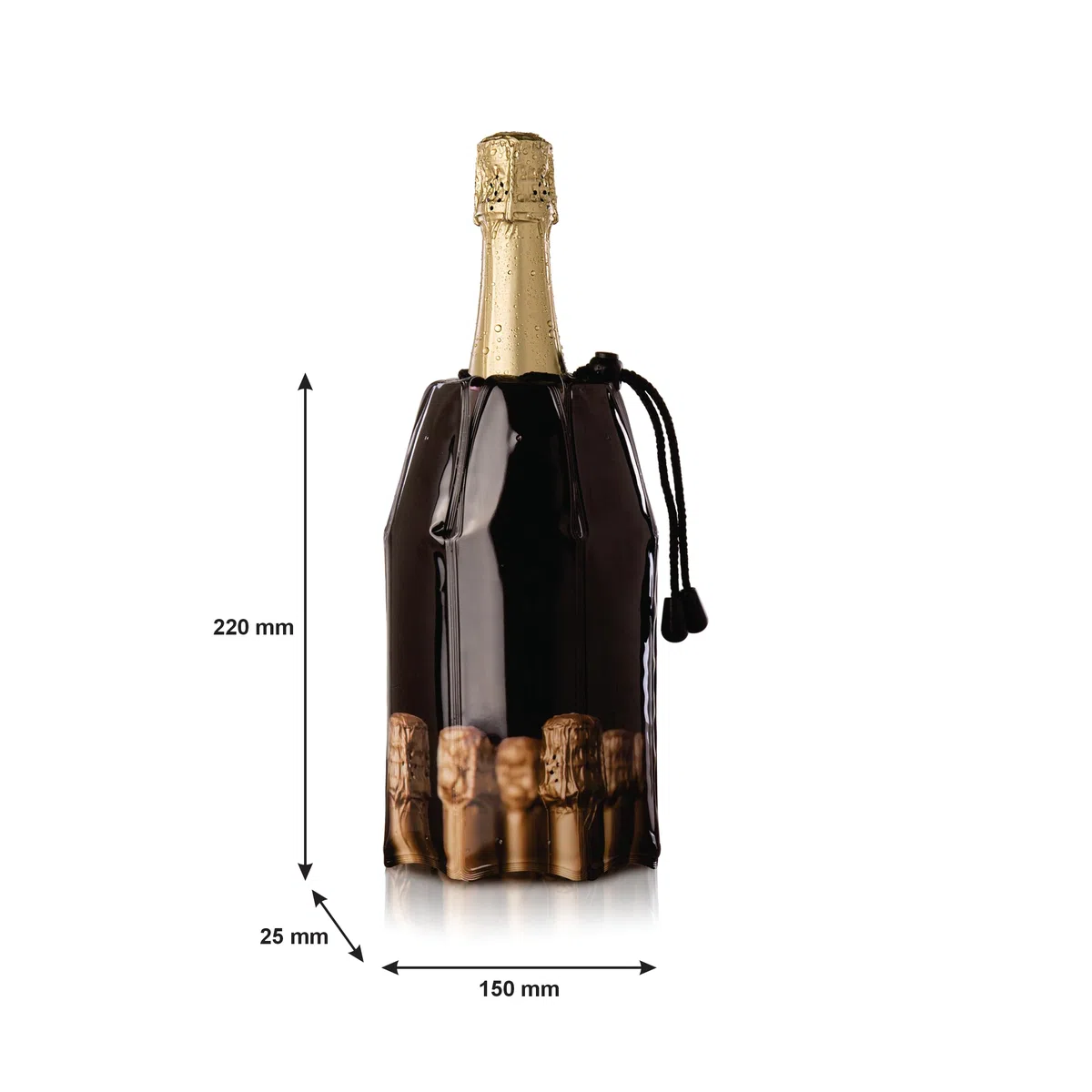 Vacu Vin Active Cooler Champagne Chiller - Reusable, Flexible Wine Bottle Cooler - Champagne Bottle Print - Champagne Cooler Sleeve For Standard Size Bottles - Insulated Champagne Bottle Chiller