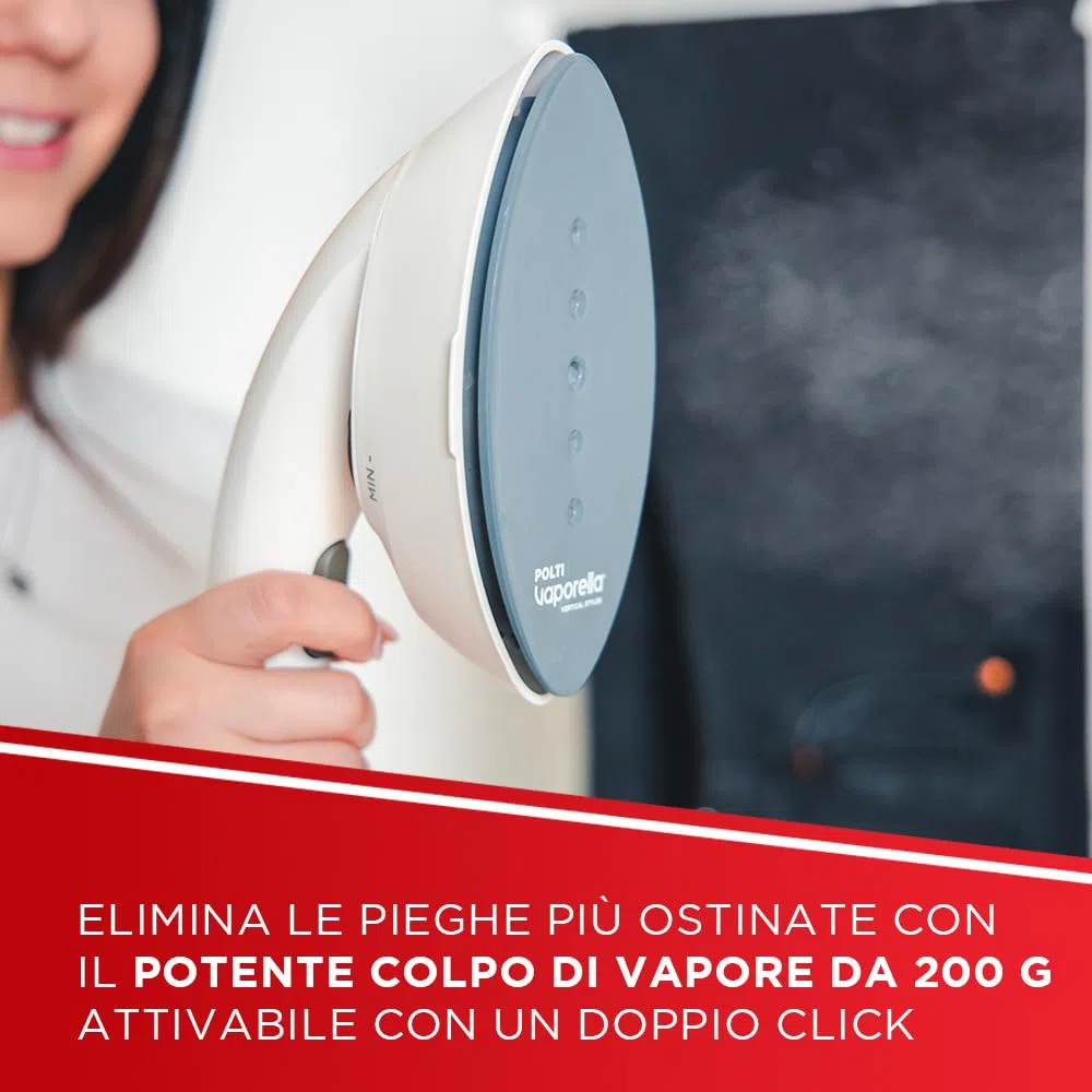 Polti Vaporella Vertical Styler GSF80R, Ferro da Stiro Verticale da Terra, Autonomia Illimitata, Potenza 2000 W, Riscaldamento in 30 Sec, Bianco e Rosso