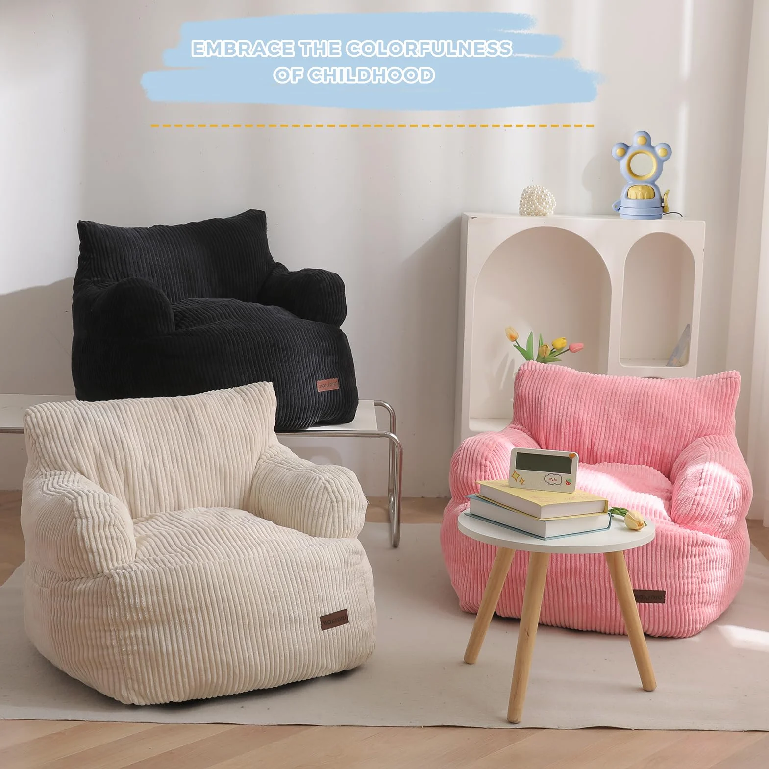MAXYOYO Sedia a Sacco per Bambini, Poltrona a Sacco con Riempimento per Bambini e Bambine, Divano Lazy con Tasca, Sedia da Pavimento per Gaming, Lettura