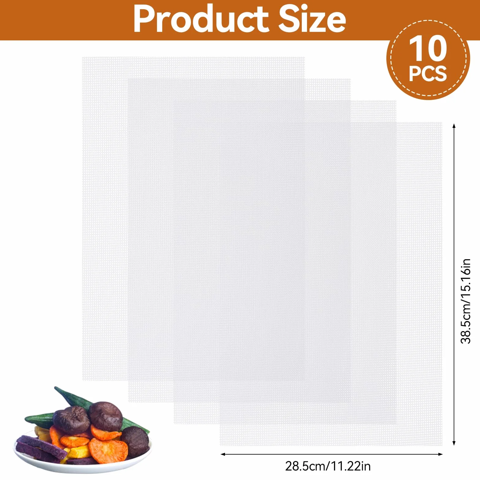 10 Pezzi Fogli Disidratatori in Silicone,38.5×28.5cm Antiaderenti Tappetini Disidratatore Frutta e Alimenti,BPA-Free Pellicole per Essiccatore Automatico,per Cottura,Pasticceria e Snack Salutari