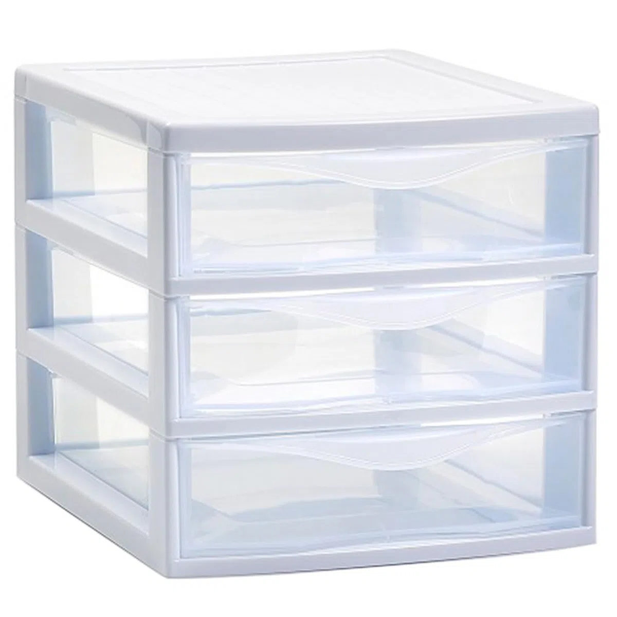 Acan Plastic Forte - Guadiana Cassettiera per Tavolo, 3 Cassetti, Trasparente, Armadio, Bagno, Ufficio (Bianco, 18 x 17 x 21,5 cm)