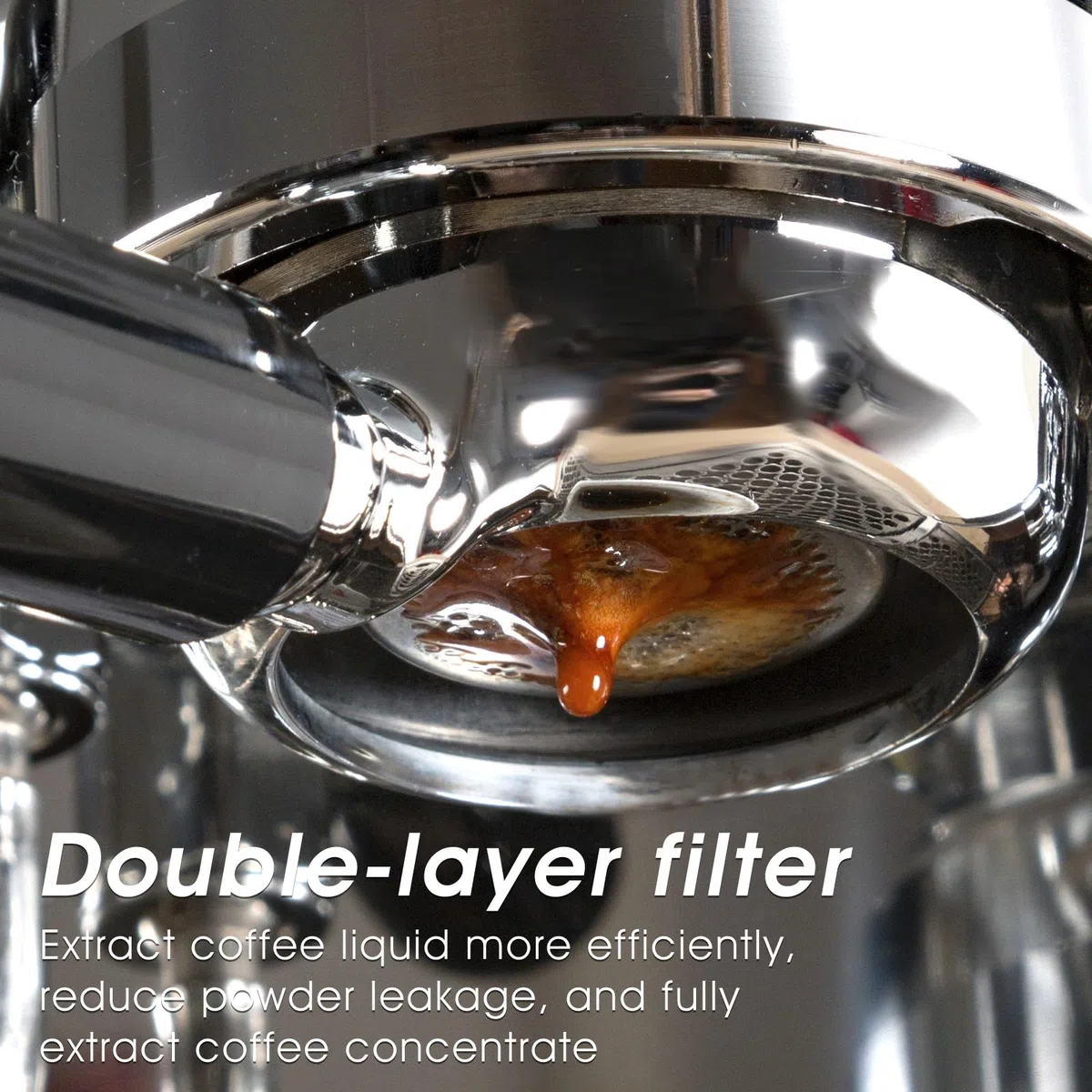 Oruola Cestino portafiltro da 58 mm, filtro per caffè a doppio strato in acciaio inossidabile, filtro poroso pressurizzato a doppia tazza da 58 mm, per accessori di ricambio per macchine da caffè