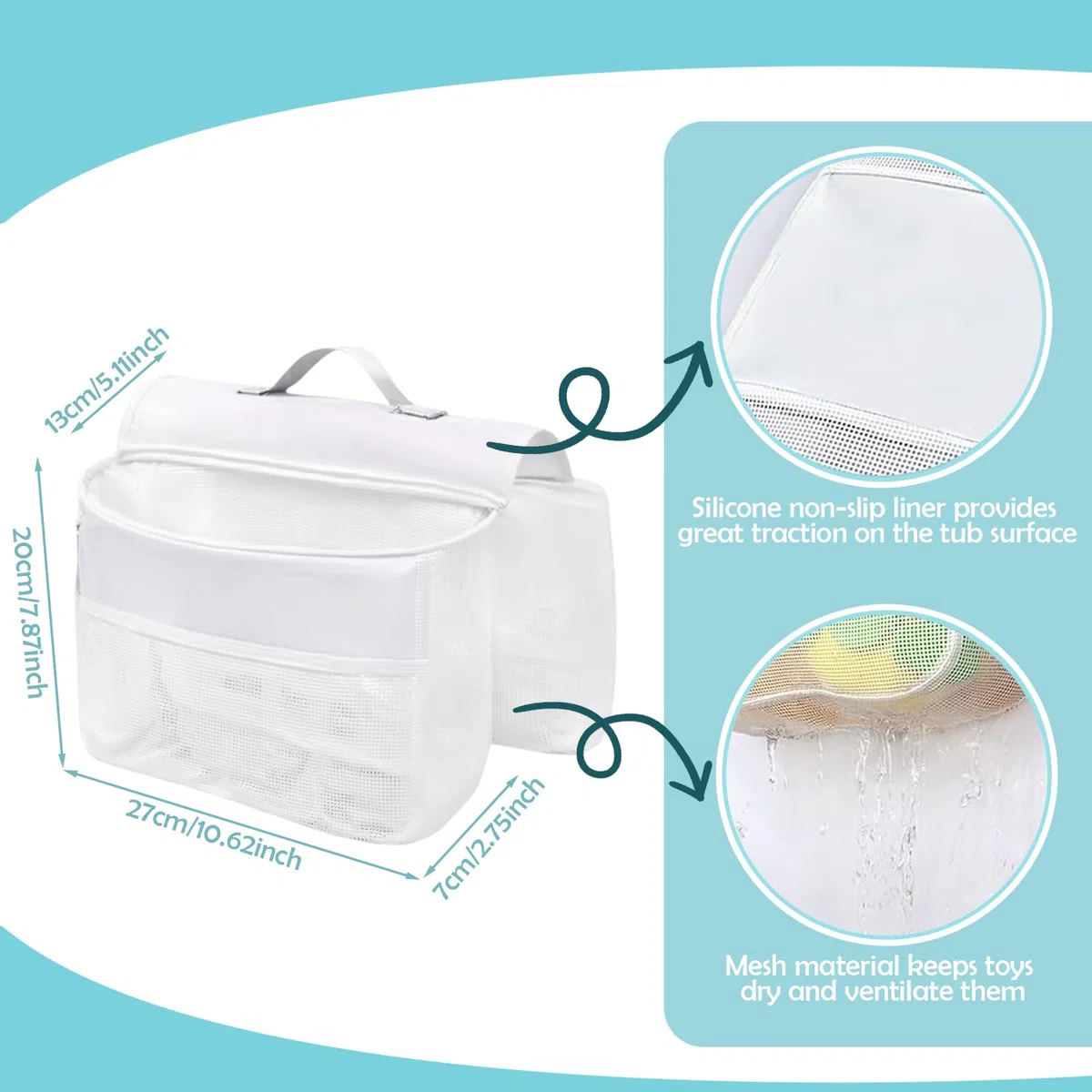 Portaoggetti per Giocattoli da Bagno, Organizer per Giocattoli da Bagno, Borsa Portaoggetti per Giocattoli da Bagno, Sacchi Porta Giochi Vasca per Riporre e Organizzare Giocattoli