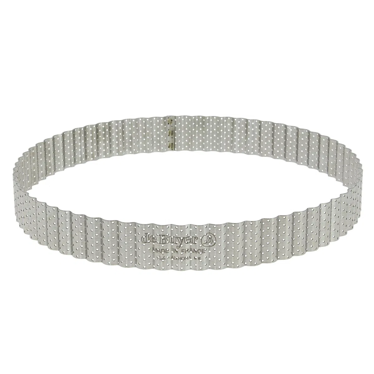 De Buyer Stampo ad anello in acciaio inox perforato con bordo dritto con scanalature, diam 20 cm, 3030.24