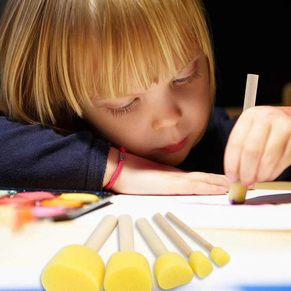 20 Pezzi Rotondi Spugne Pennelli, Bambini Spugne per Dipingere per Accessori per Strumenti di Pittura Graffiti, 5 Dimensioni
