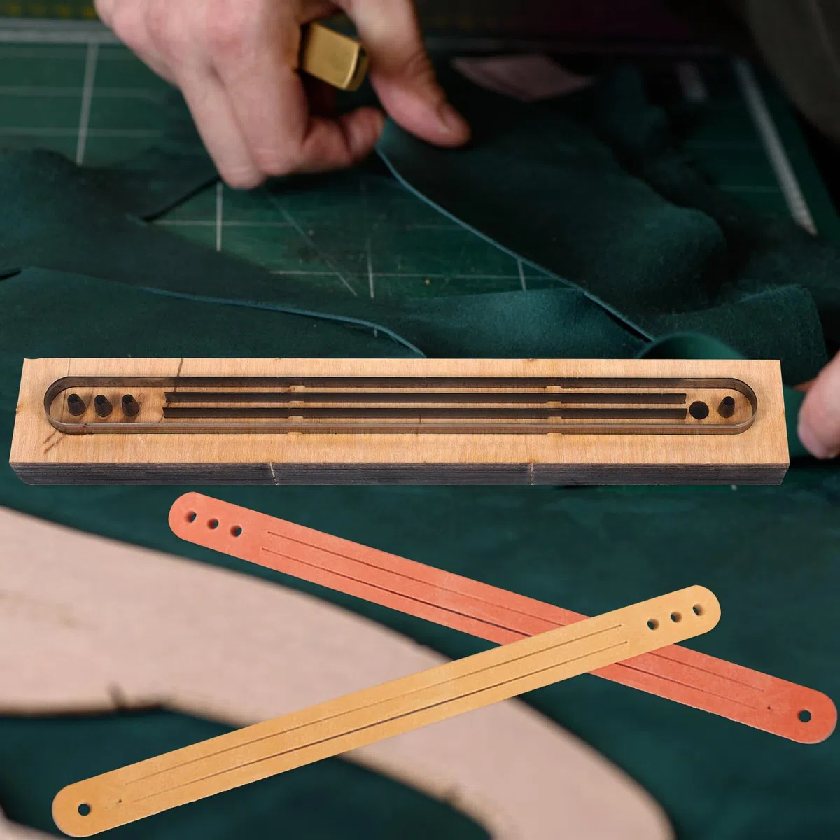Mipcase Fustella in Legno per Taglio Bracciali in Pelle Fai da Te, Stencil Punzone per Lavorazione Artigianale Pelle, Accessori per Hobby Creativi e Artigianato Manuale