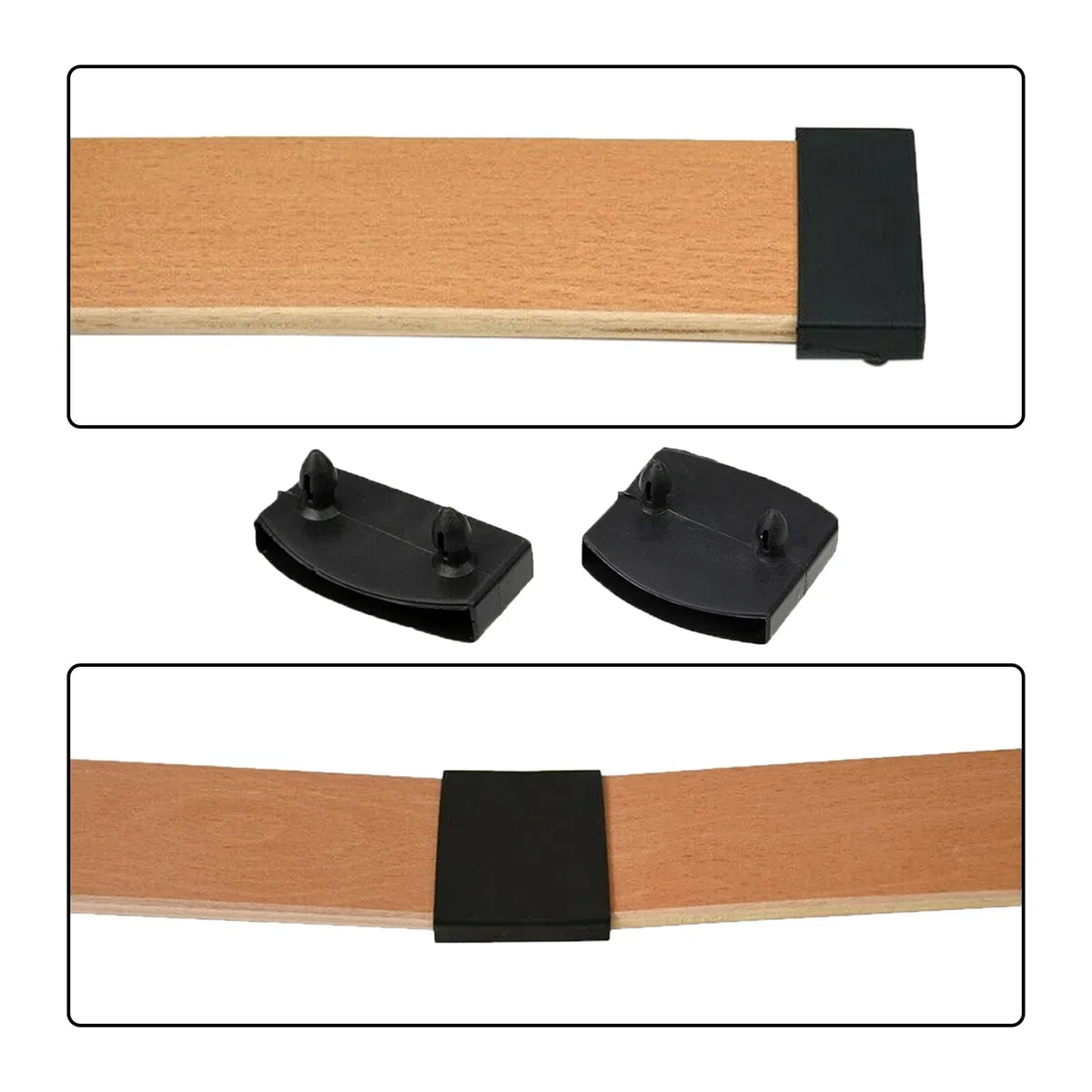 hifrom Supporti per rete a doghe, 36 pezzi, supporti laterali da 53 mm, per letti, accessori di collegamento singolo, letto matrimoniale, nero (36)