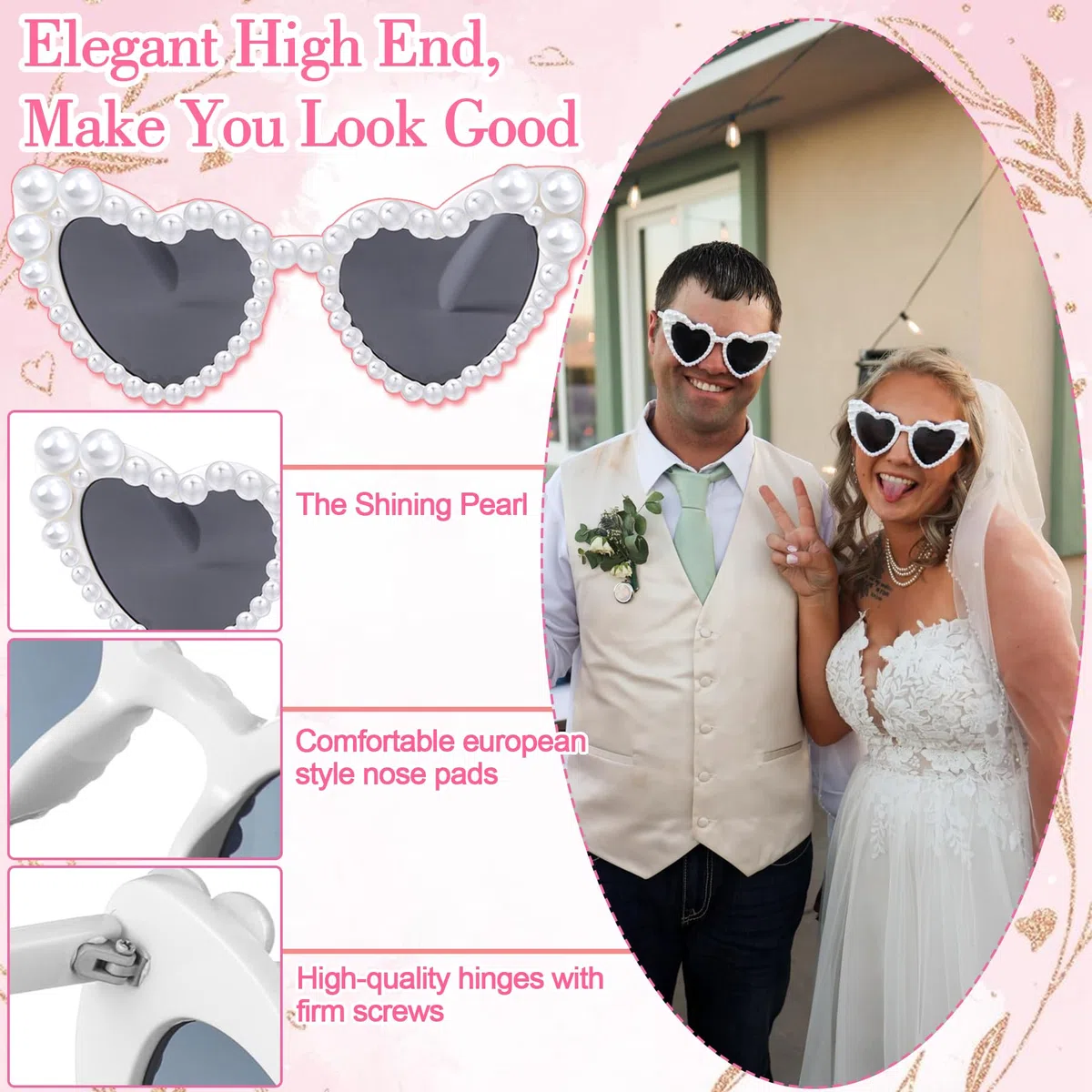 YeahBoom Addio Nubilato Decorazione,Velo da Sposa Bianco con Fiocco,Bride to Be Addio al Nubilato 5 Pack Gadget Sposa - Velo, Fusciacca, Fasce Capelli, Occhiali da Sole Cuore con Perla