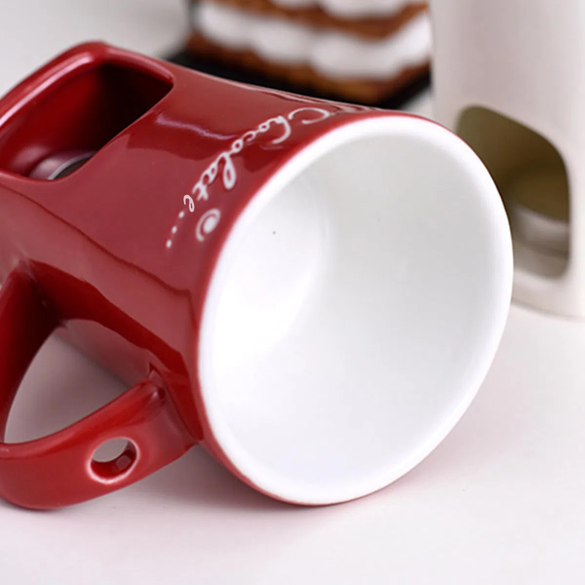 Generico Tazzas per Fonduta al Cioccolato con Forchette, Tazzas per Sciogliere Il Cioccolato, T-azzas da caffè in Ceramica, Set di Candeles da tè E Pentolino per Riunioni di Famiglia