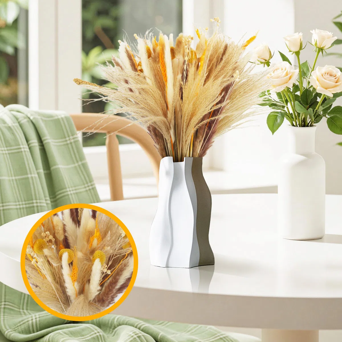 100 bouquet di erba di Pampas Decorative, erba di coda di coniglio e fiori di canna essiccati misti, adatti per composizioni nuziali, decorazioni da tavola, case in stile country e feste di Natale