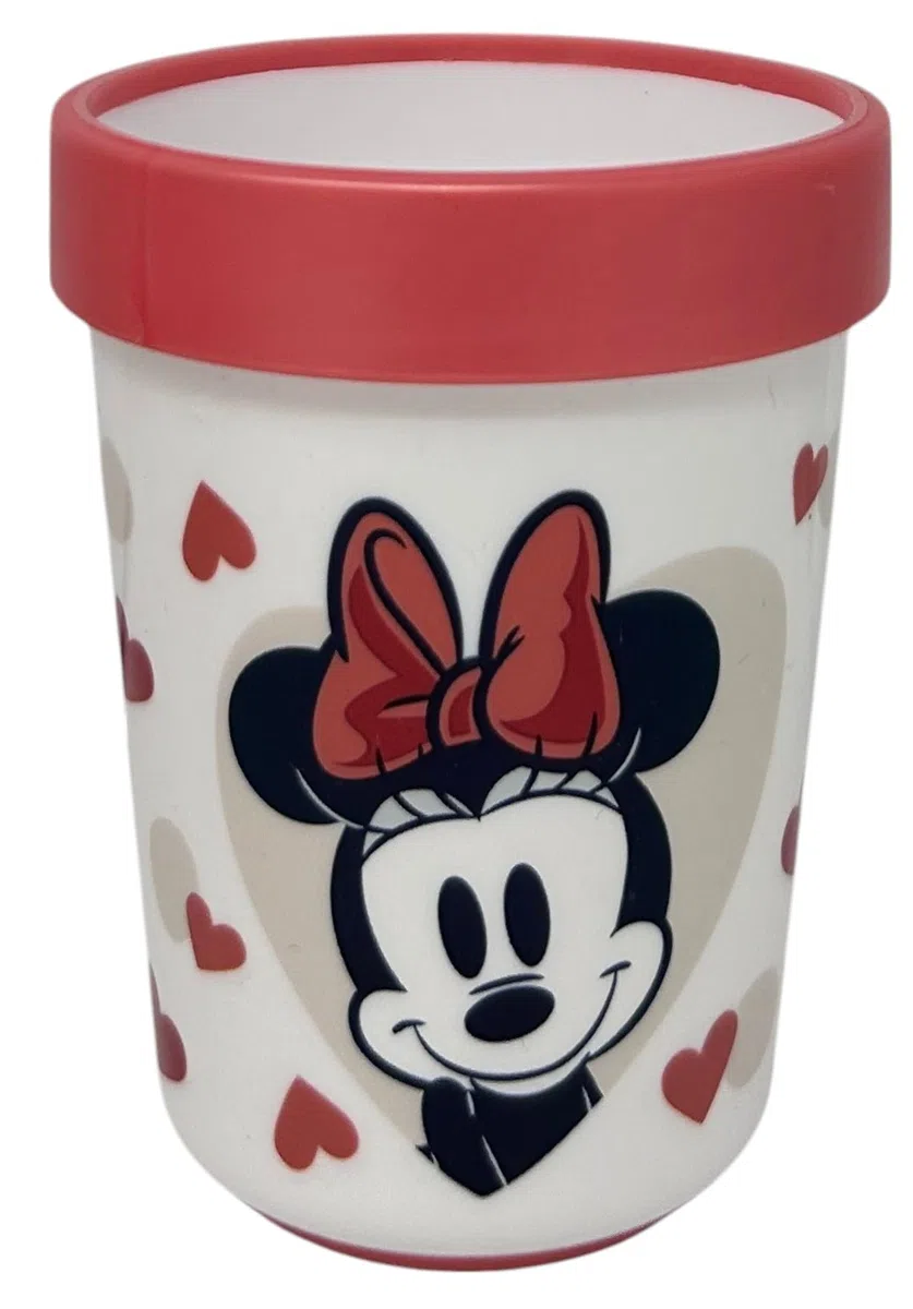 Set pappa Minnie Disney 3 pezzi piatto piano piatto fondo bicchiere stoviglie in plastica riutilizzabile con sistema antiscivolo per bambini