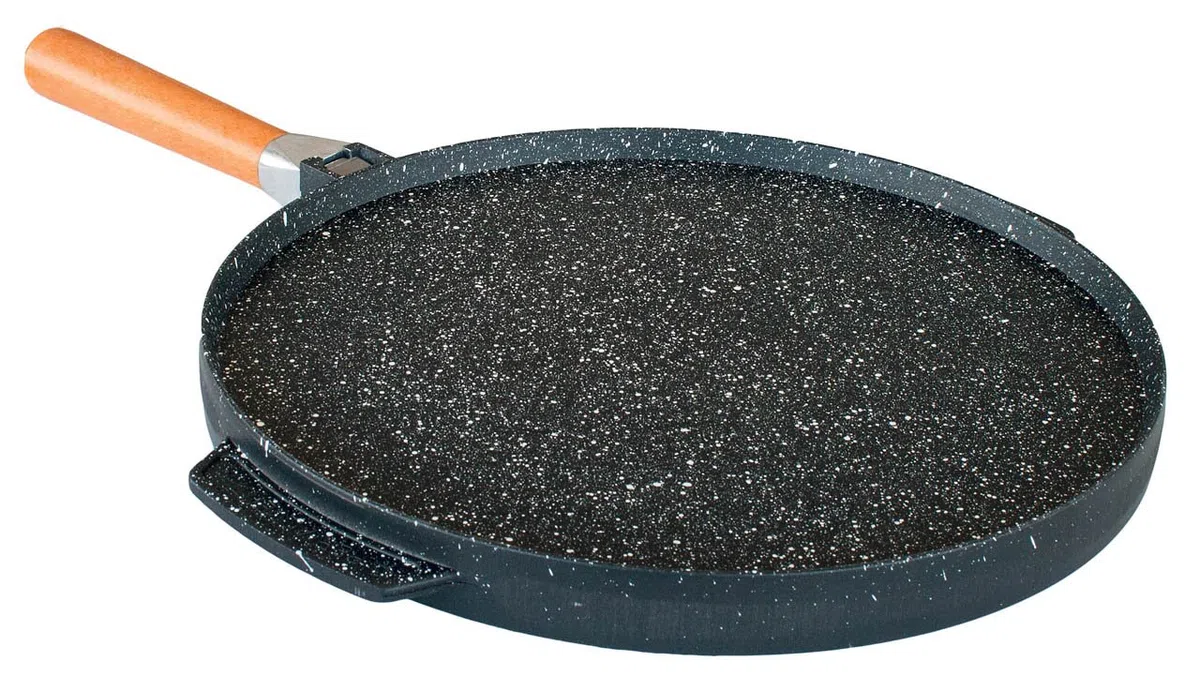 PEDRAS - Padella Doppia Piastra Pietra Lavica Ceramicata per Grill e Crepes - Made in Italy (32 Centimetri)