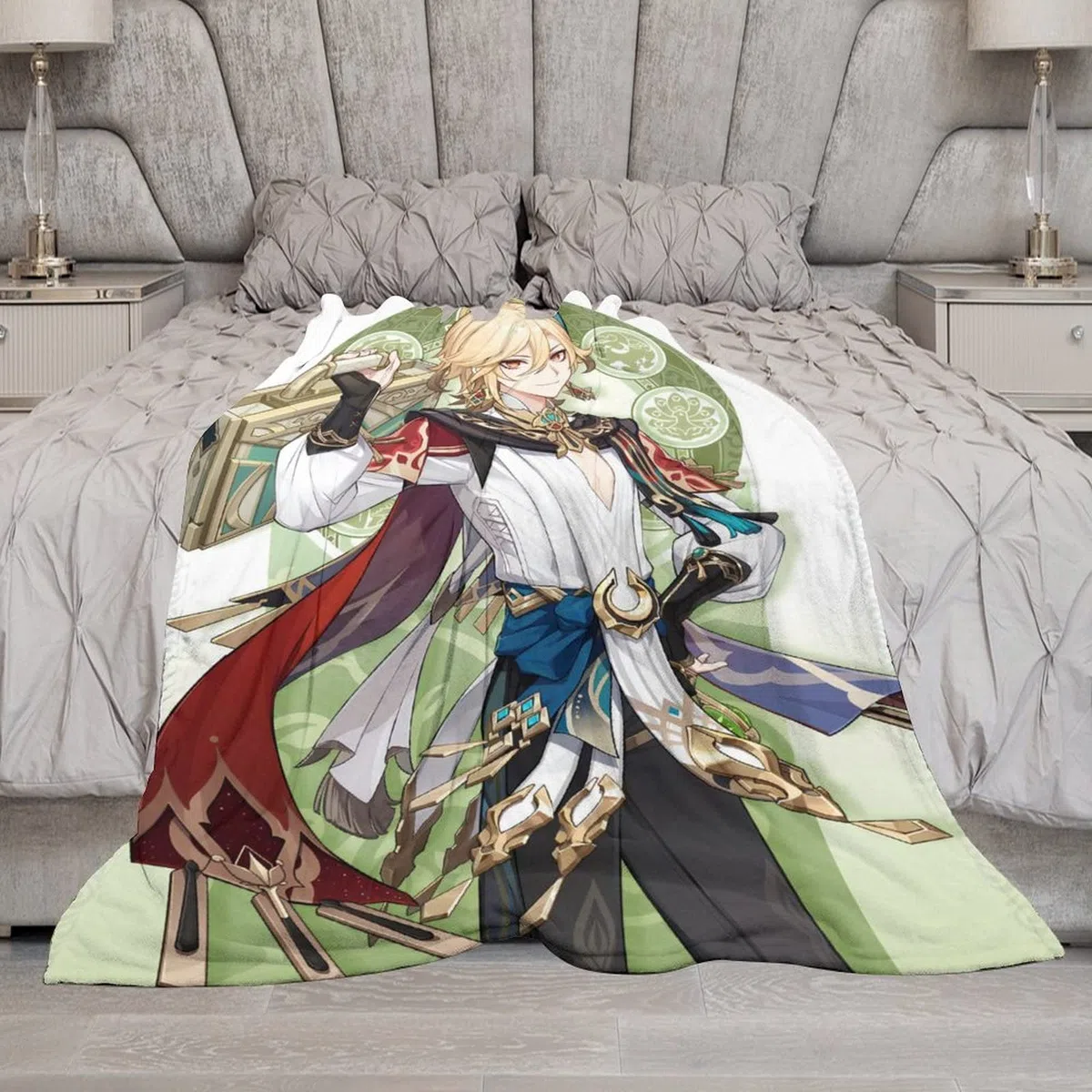 Coperta anime Genshin Impact, design Sumeru Kaveh, super morbida, 152 cm x 127 cm, leggera e calda, per divano, bambini, ragazze e adulti