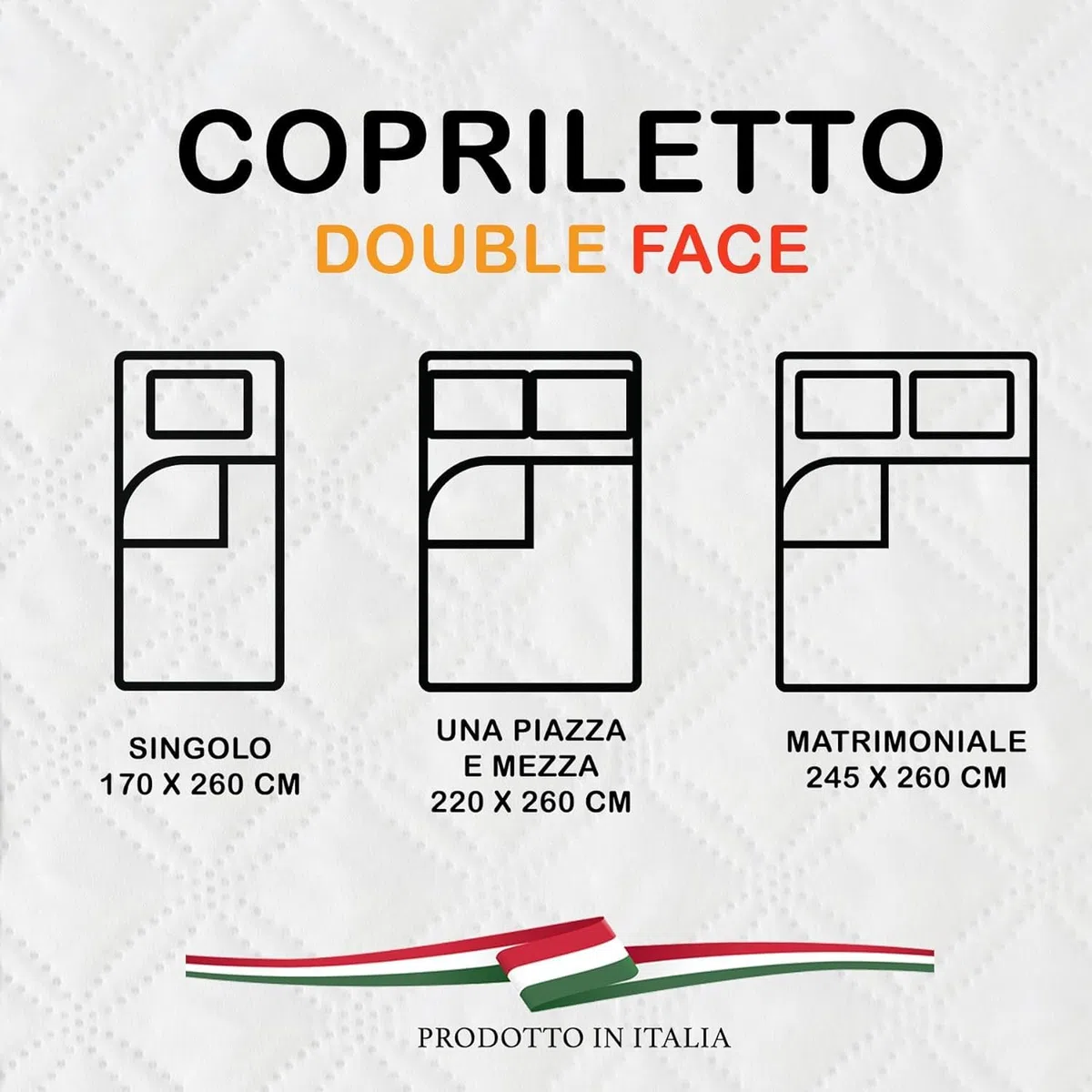 Corredocasa Trapuntino Copriletto Double Face per Letto Matrimoniale Vari Colori Disponibili (Panna/Beige)