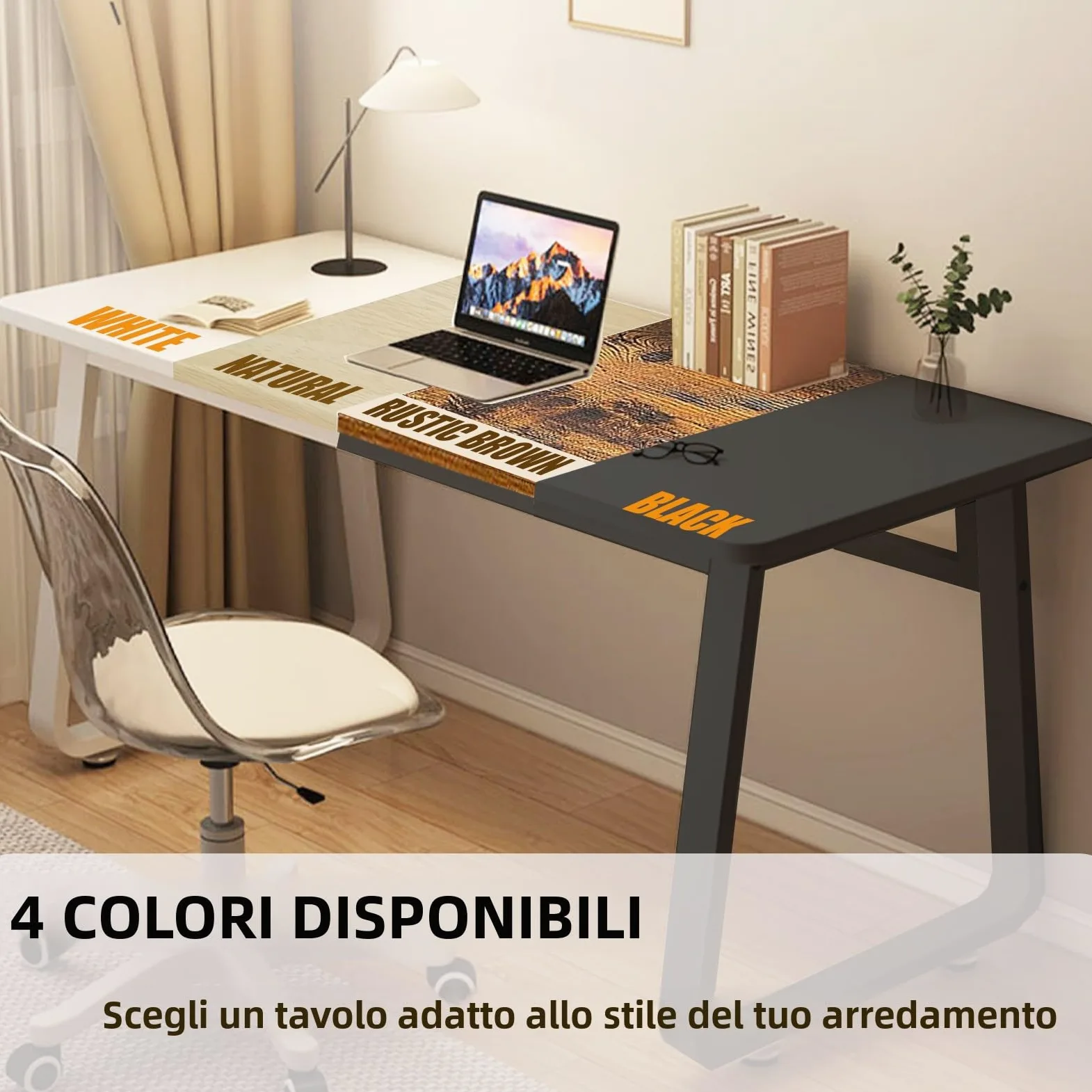 Scrivania Moderna per Computer Stile Semplice, Tavolo da Studio, Scrivania, Tavolo PC per Ufficio Casa, Camera da Letto (Bianco, 120x60cm)