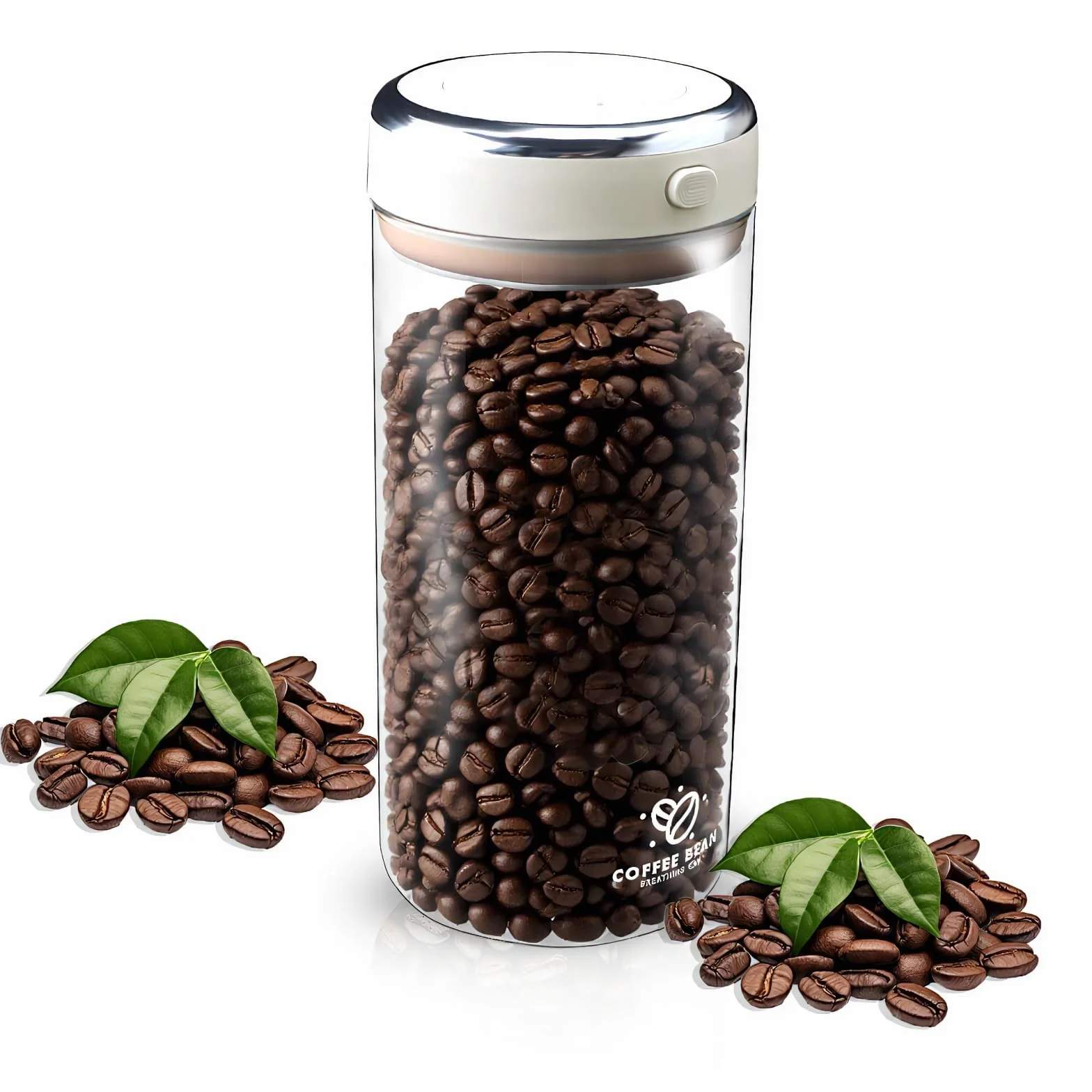 Barattolo Caffè Ermetico 1700ml Contenitore per Chicchi in Vetro Valvola di Degasazione Data di Conservazione e Tenuta Stagna Contenitore Caffe per Caffè Tè Frutta Secca Latte in Polvere