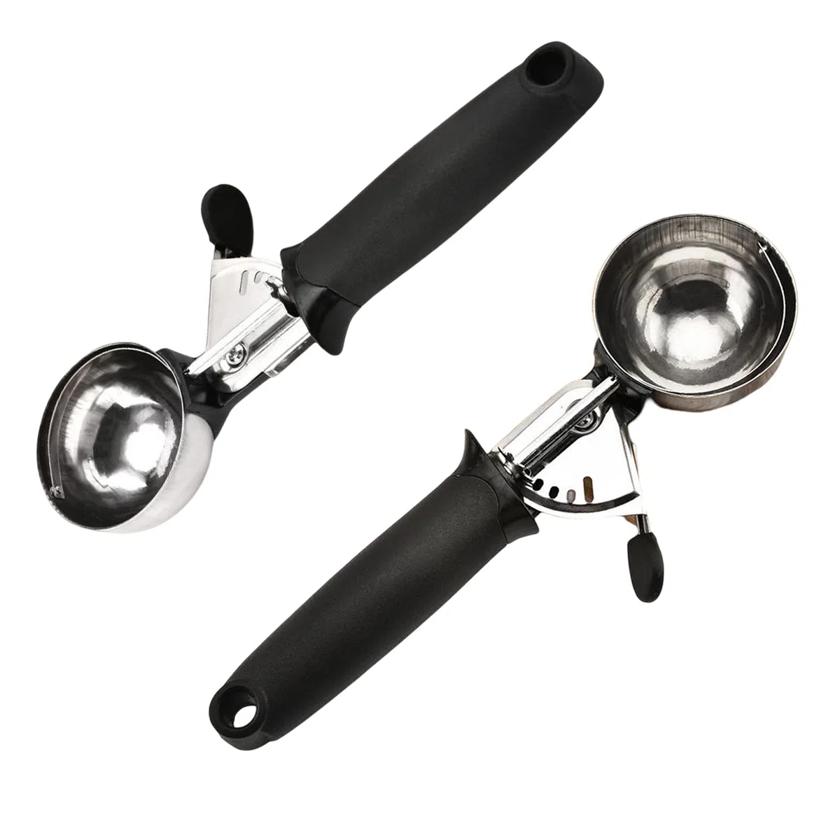 Paletta Gelato in Acciaio Inox, Porzionatori da Gelato, Acciaio Inox con Grilletto, per Scavare Il Gelato, Frutta, Biscotto, Scava la Pastella (Nero)