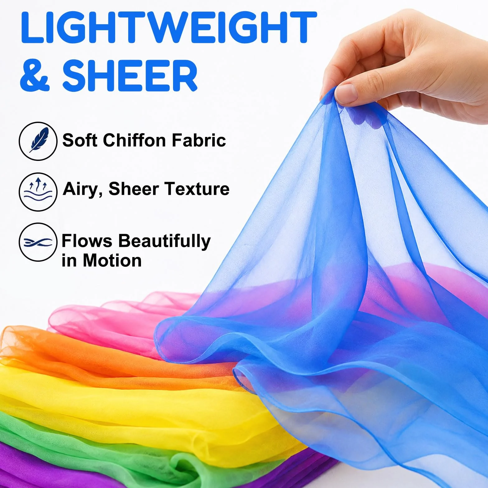 20 Pezzi Foulard Colorati in Chiffon per Bambini Foulard Giocoleria Sciarpe da Ballo, Asciugamani Magici Quadrati 60x60cm (20 Pezzi in 10 Colori)