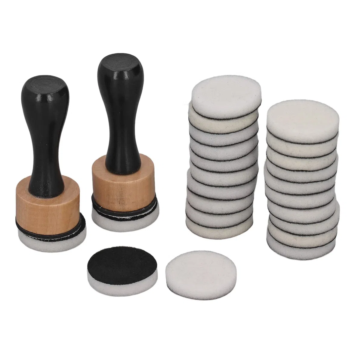 Tissting Strumenti Miscelazione Inchiostro con 24 Cuscinetti Schiuma e 2 Manici - Set per Disegno, Scrapbooking e Artigianato con Mini Pennelli e Timbri per Carta, Tela e Cartoncino