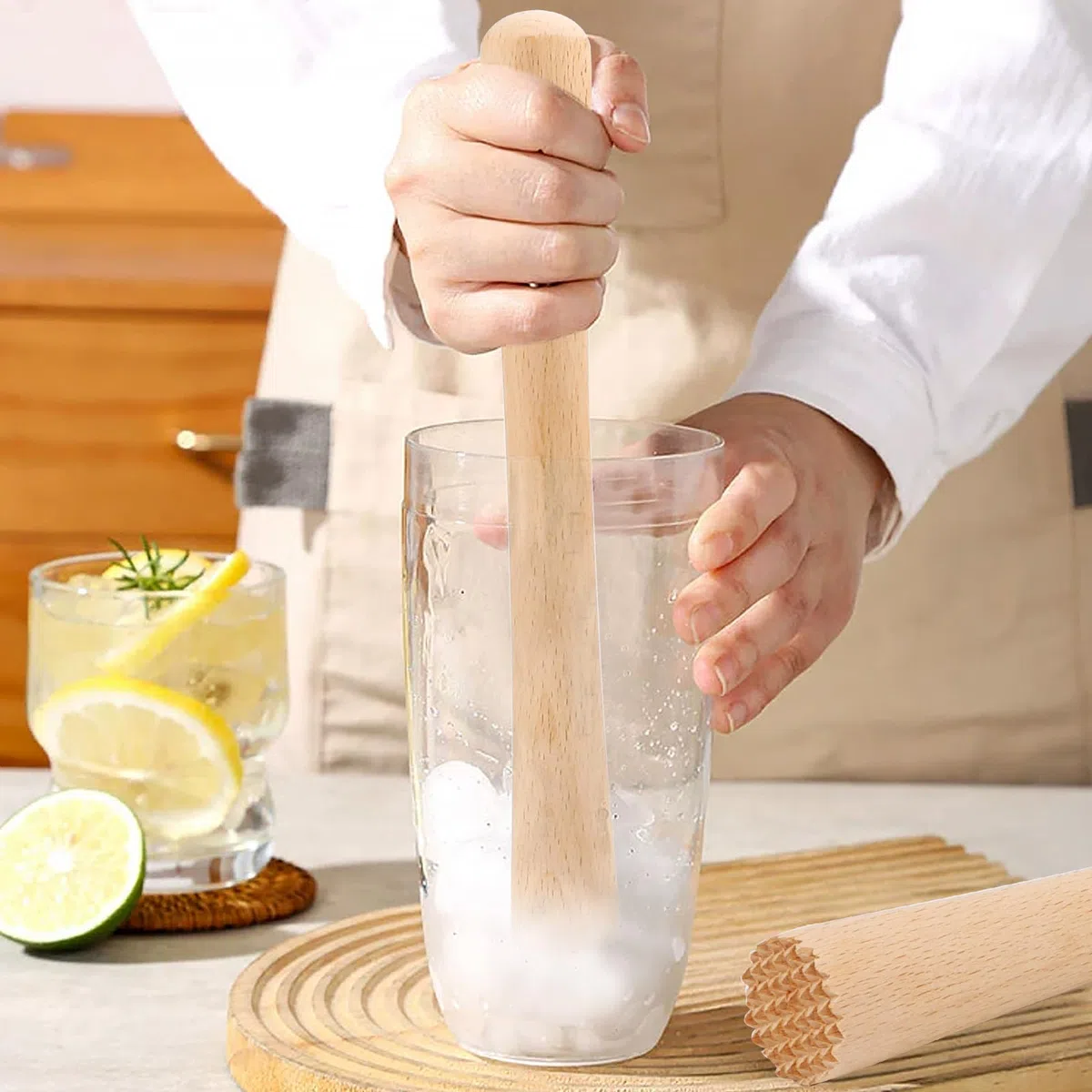 Fermentazione Masher, 2 pezzi in legno tradizionale masher per patate in legno, 31 x 3 cm