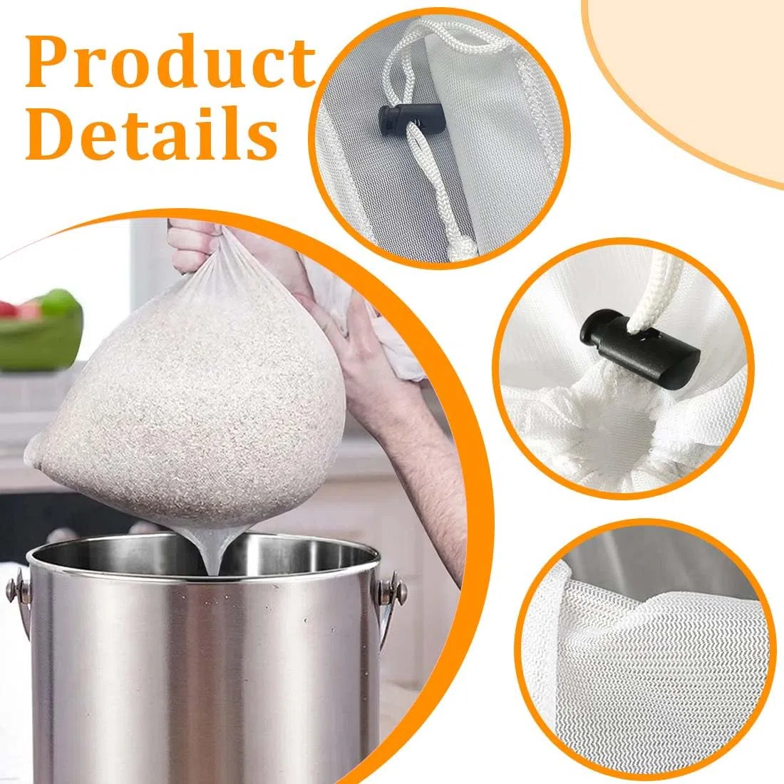 Sacchetti in Tessuto filtranti 66cm*56cm, Sacchetti Filtranti per Alimenti con Coulisse,Sacchetti per Birra Filtranti per Vino, caffè e Yogurt