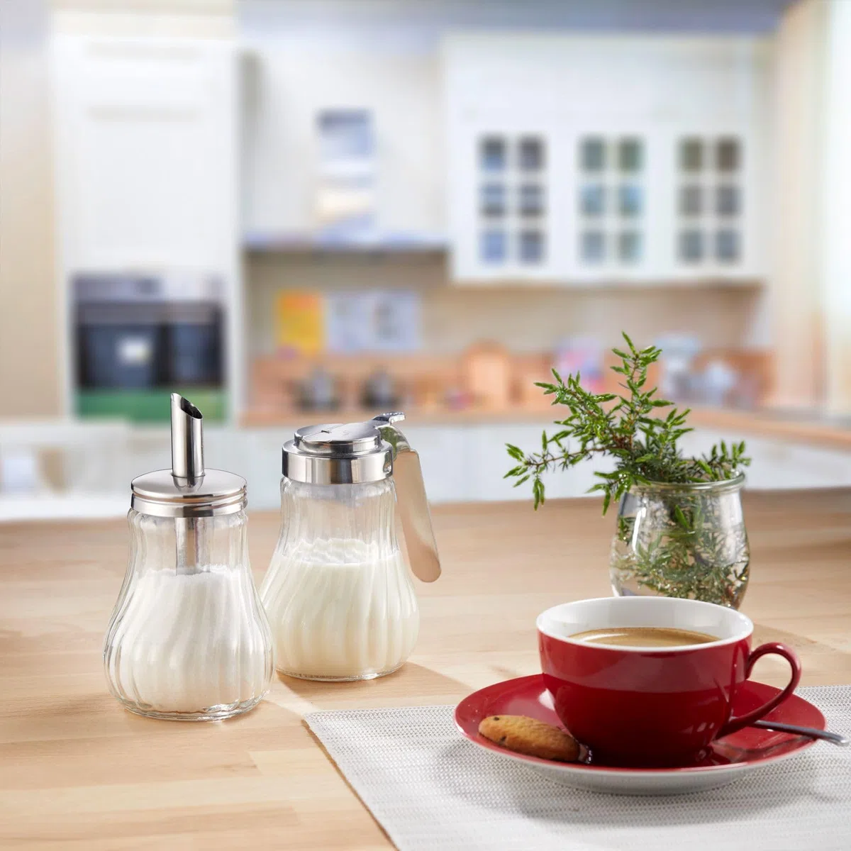 Westmark Contenitore per latte/miele, Capacità: 250 ml, Vetro/Acciaio inox, Berlin, Trasparente/Argento, 65302260