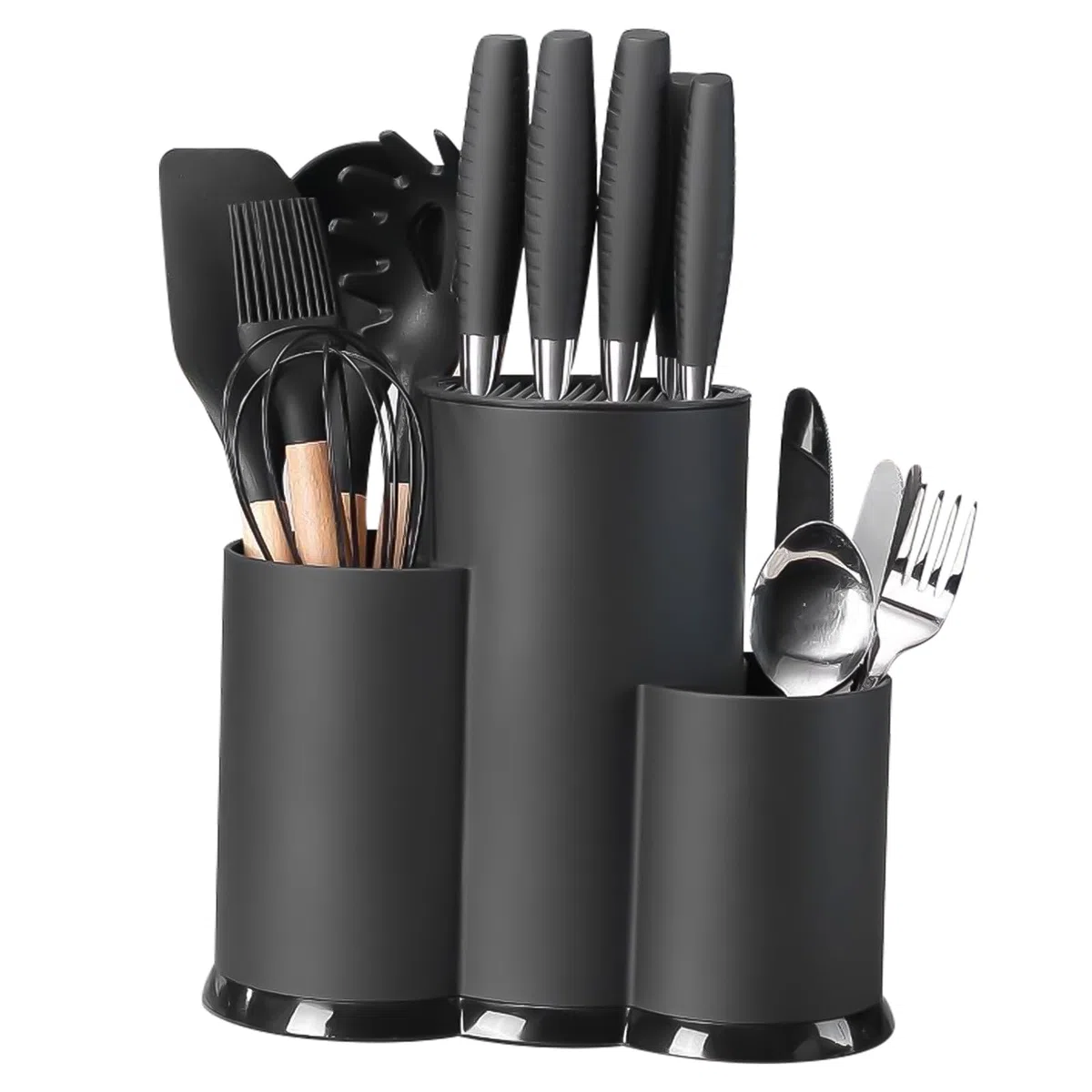 3 in 1 Ceppo Coltelli da Cucina, Universale Porta Coltelli Cucina, Ceppo Coltelli Vuoto, Porta Utensili da Cucina, Portacoltelli da Cucina con Foro Scarico e Slot Porta