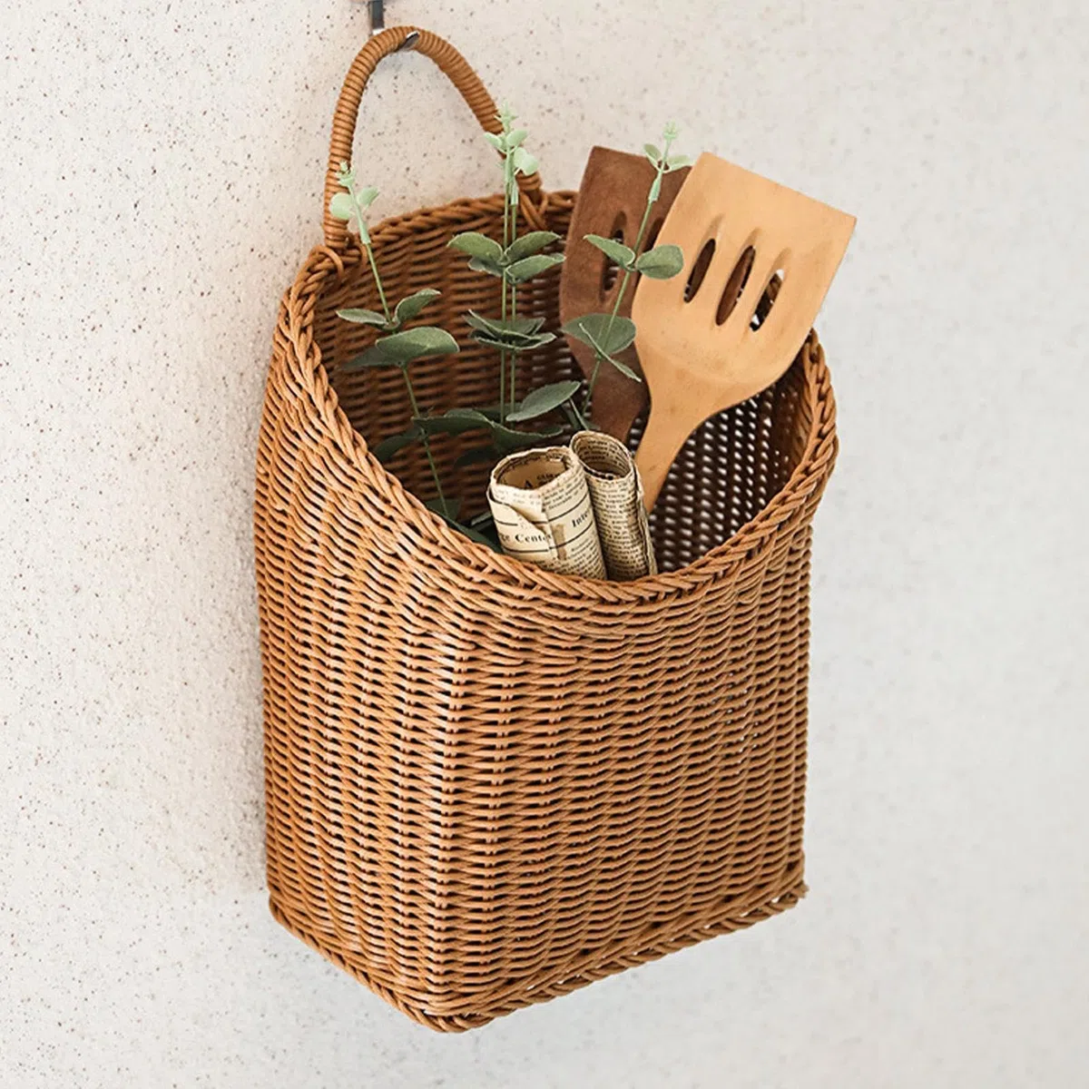Cestini Da Parete In Rattan, Espositori Floreali Intrecciati, Organizer Da Appendere In Fattoria | Pezzo Decorativo Leggero Che Aggiunge Fascino Rustico Agli Interni E Agli Esterni Creando Ambienti Da