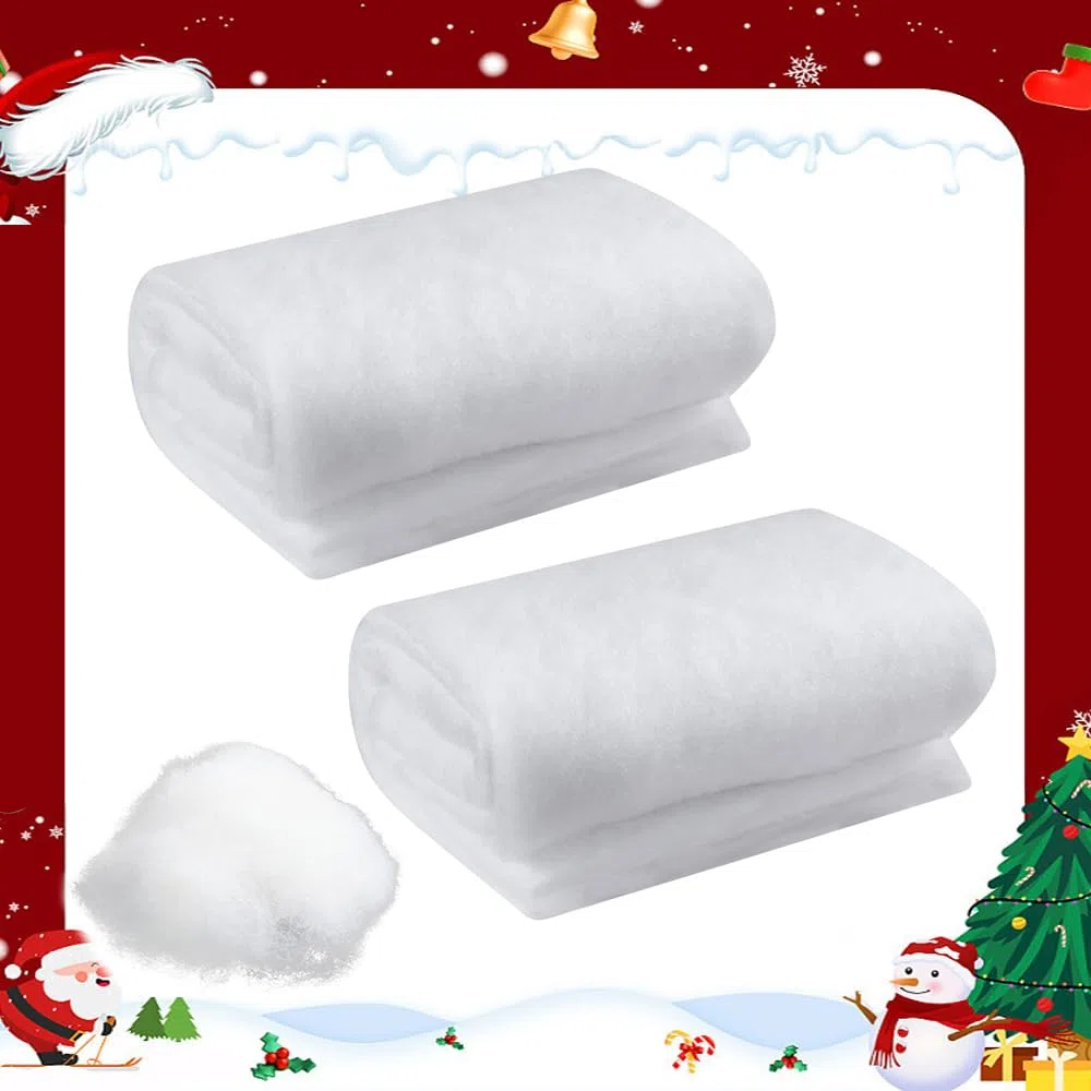 LPAMABA 2 Coperta di Neve Natale 80 cm x 240 cm Tappetino da Neve per Decorazioni Natalizie Neve Finta per Villaggio Natalizio Neve Finta Decorativa per Albero di Natale (Bianco)