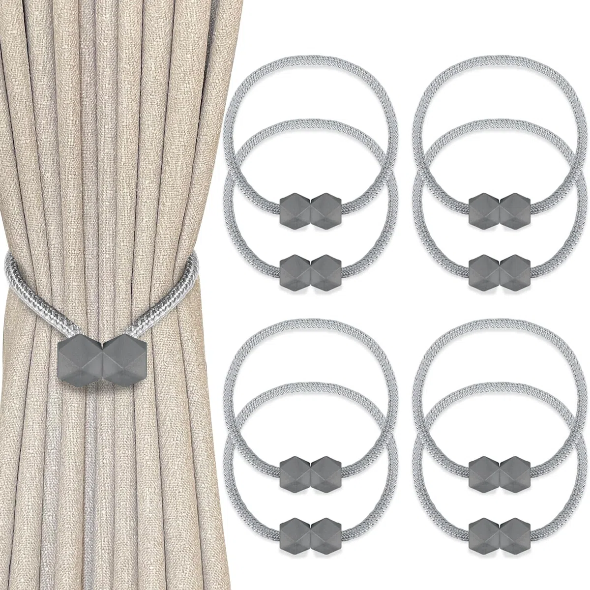 8 Pezzi Fermatenda Magnetiche,Fascette Magnetici per Tende,Calamite,Fermagli Lacci per Tendine