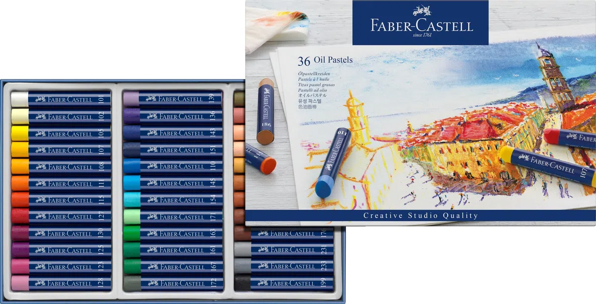 Faber-Castell 127036 - Pastelli a olio permanenti Studio Quality, astuccio da 36 pezzi