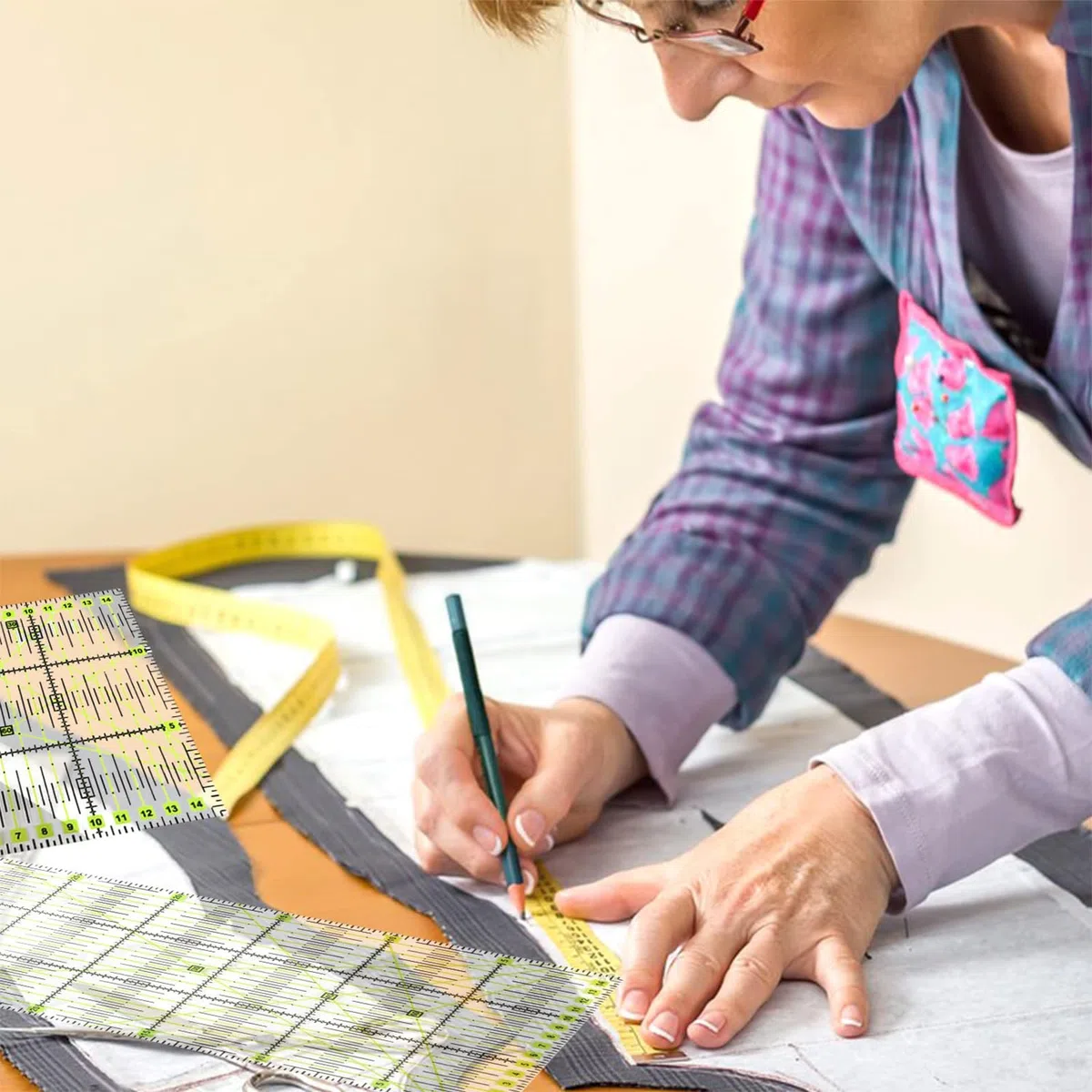 Set di 3 righelli da taglio fai da te, righello per trapuntatura, in plastica, accessori per cucito in acrilico, set di righelli trasparenti per trapuntatura, artigianato fai da te in