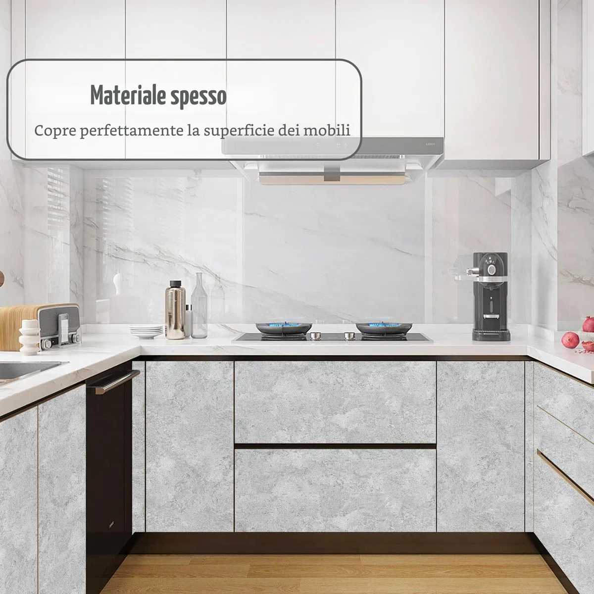 Abyssaly Carta Adesiva per Mobili Grigio, Pellicole Adesive per Mobili Cemento, Carta da Parati Adesiva Muro Rivestimento Cucina Armadio Porta Tavolo Bagno PVC 40cm X 300cm