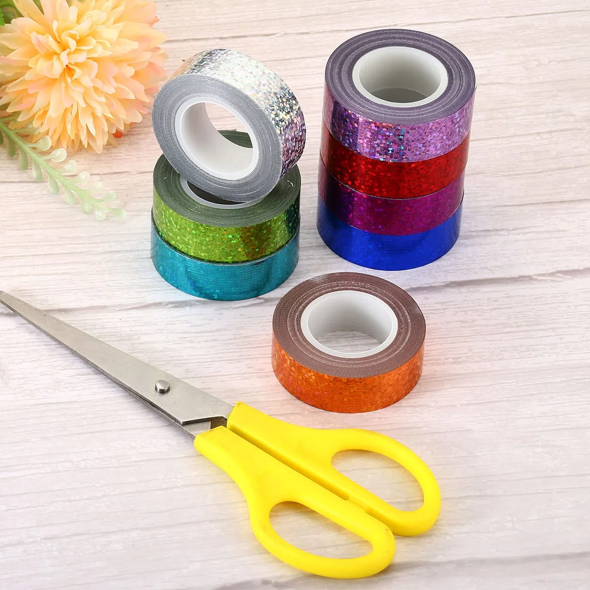 PATIKIL Scintillio Glitter Nastro 15mm x 5m, 2pz Washi Tape Olografico Arte Prisma Mascheratura Nastri Auto -Adesivo per Fai-da-Te Arte Artigianato Avvolgimento Decorazione, Rosa Viola