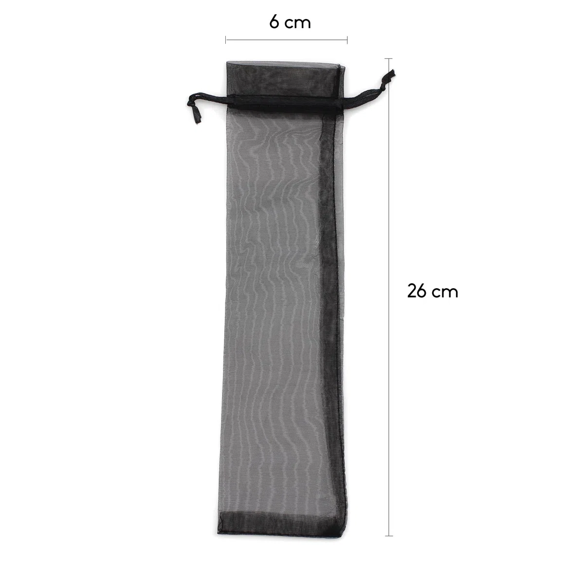 OLILLY - 50 buste nere in organza, dimensioni 26 cm x 6 cm, ideali per oggetti lunghi (ventagli, penne, ...) (nero)