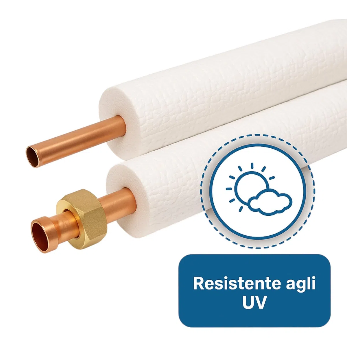 Kit Tubi Rame Climatizzatore 3 Metri Precartellati 1/4" + 3/8" con Raccordi, Isolati Guaina Ignifuga per Condizionatore Split R32 R410A R407C
