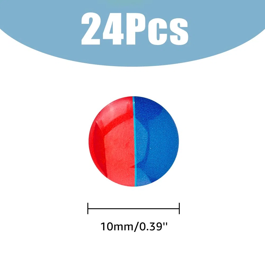 SUPERFINDINGS 24 pz Adesivi per Acqua Calda e Fredda Etichetta Autoadesiva per Acqua Calda e Fredda Adesivi per Trasferimento Rubinetto In Resina Epossidica per Bagno Cucina 10mm di Diametro